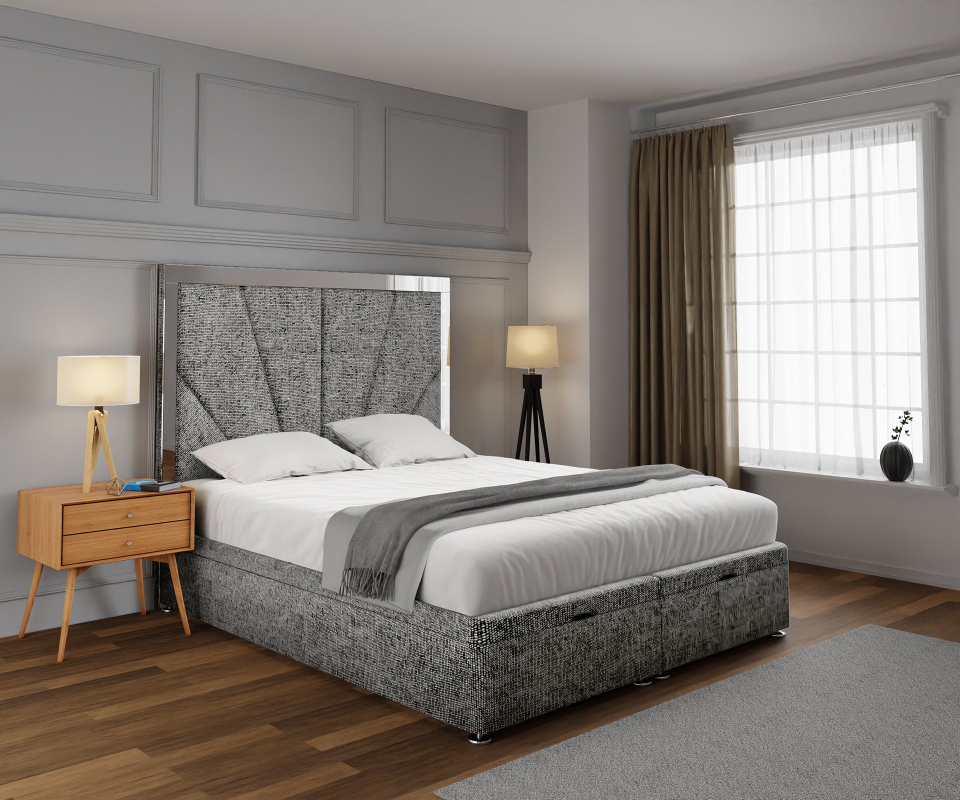 Chelsea Horizon Mirrored Ottoman Storage Divan Bed Set
