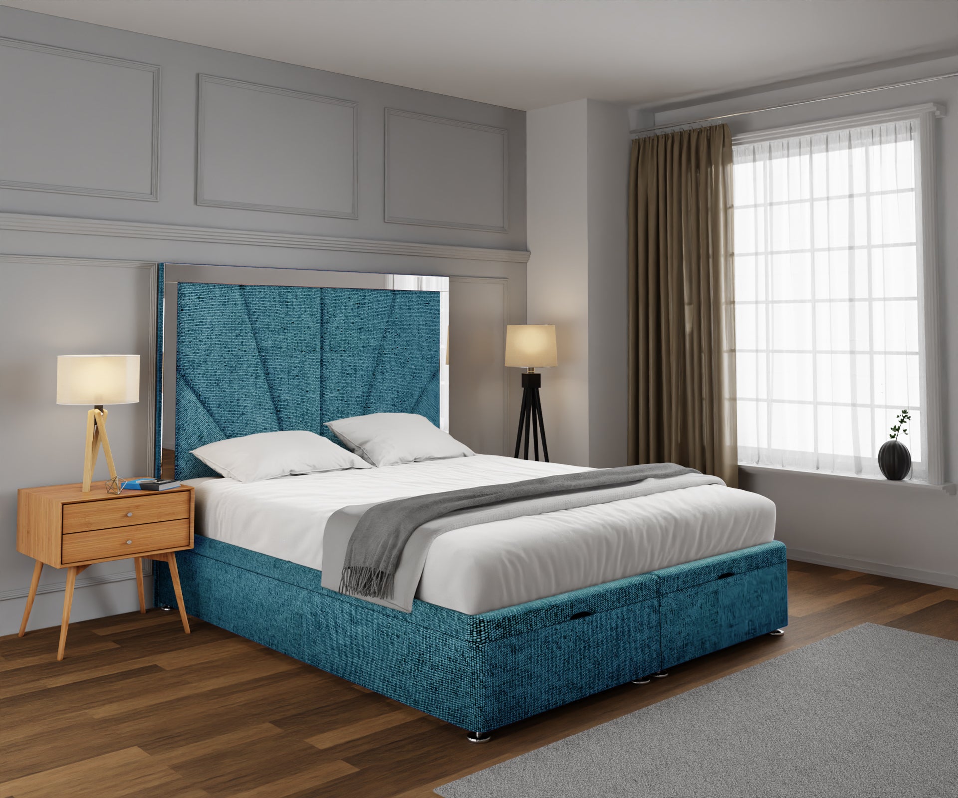 Chelsea Horizon Mirrored Ottoman Storage Divan Bed Set