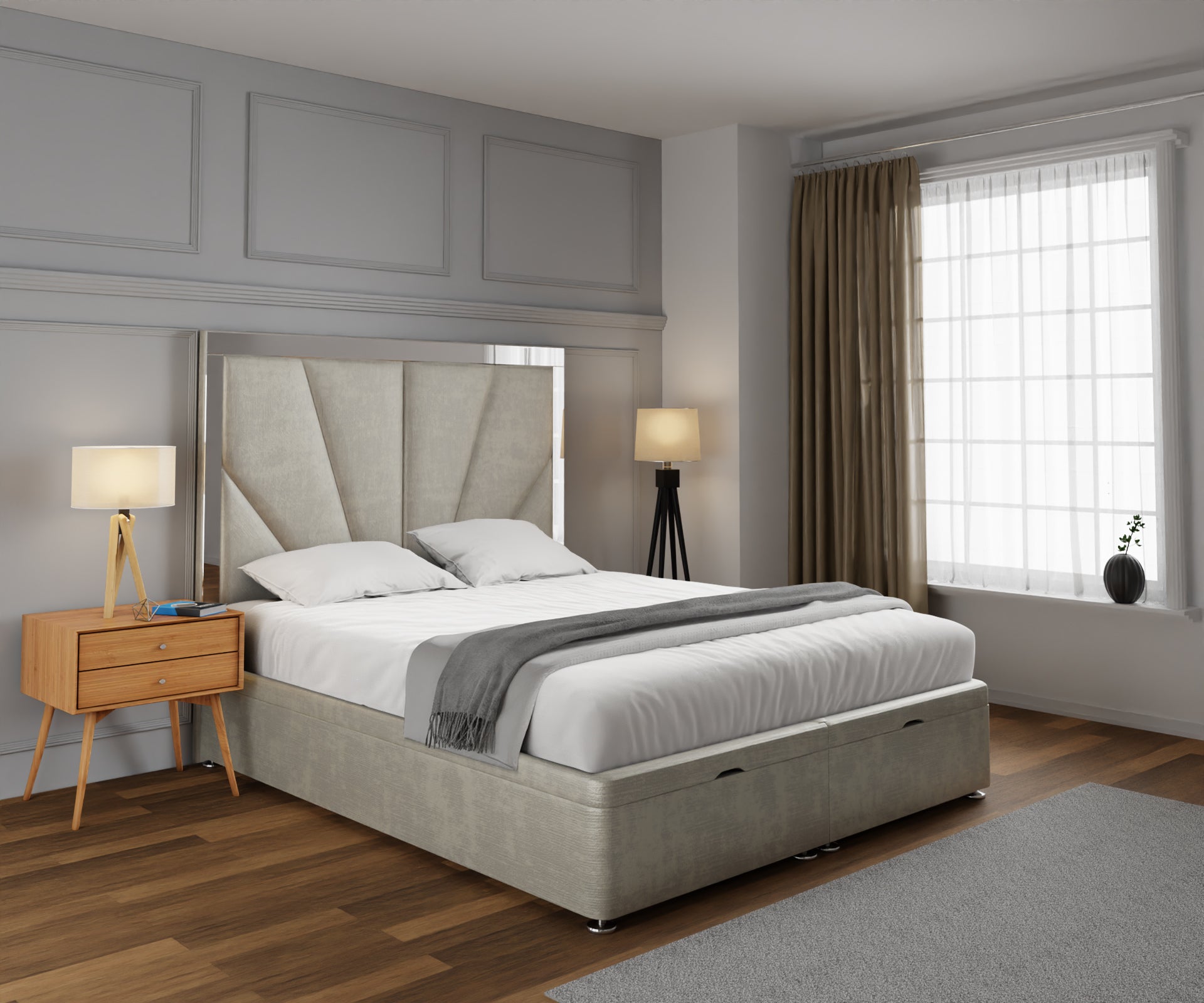 Chelsea Horizon Mirrored Ottoman Storage Divan Bed Set