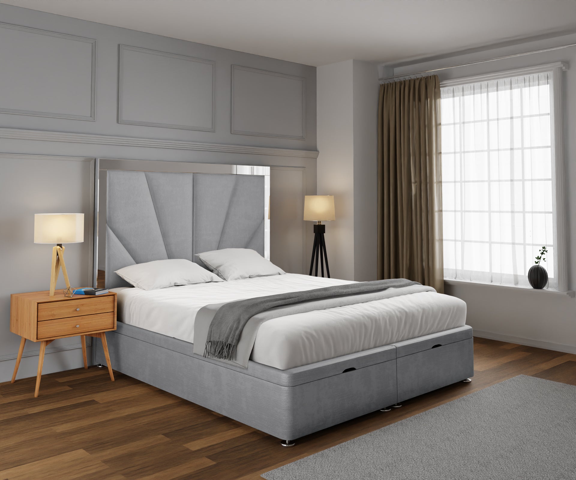 Chelsea Horizon Mirrored Ottoman Storage Divan Bed Set