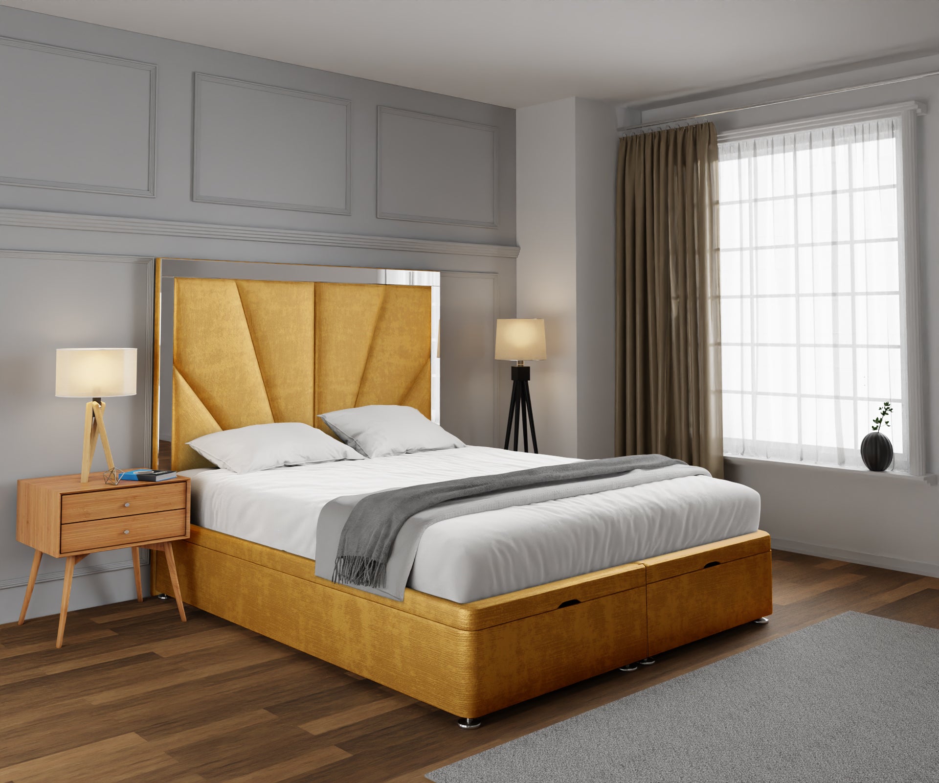Chelsea Horizon Mirrored Ottoman Storage Divan Bed Set