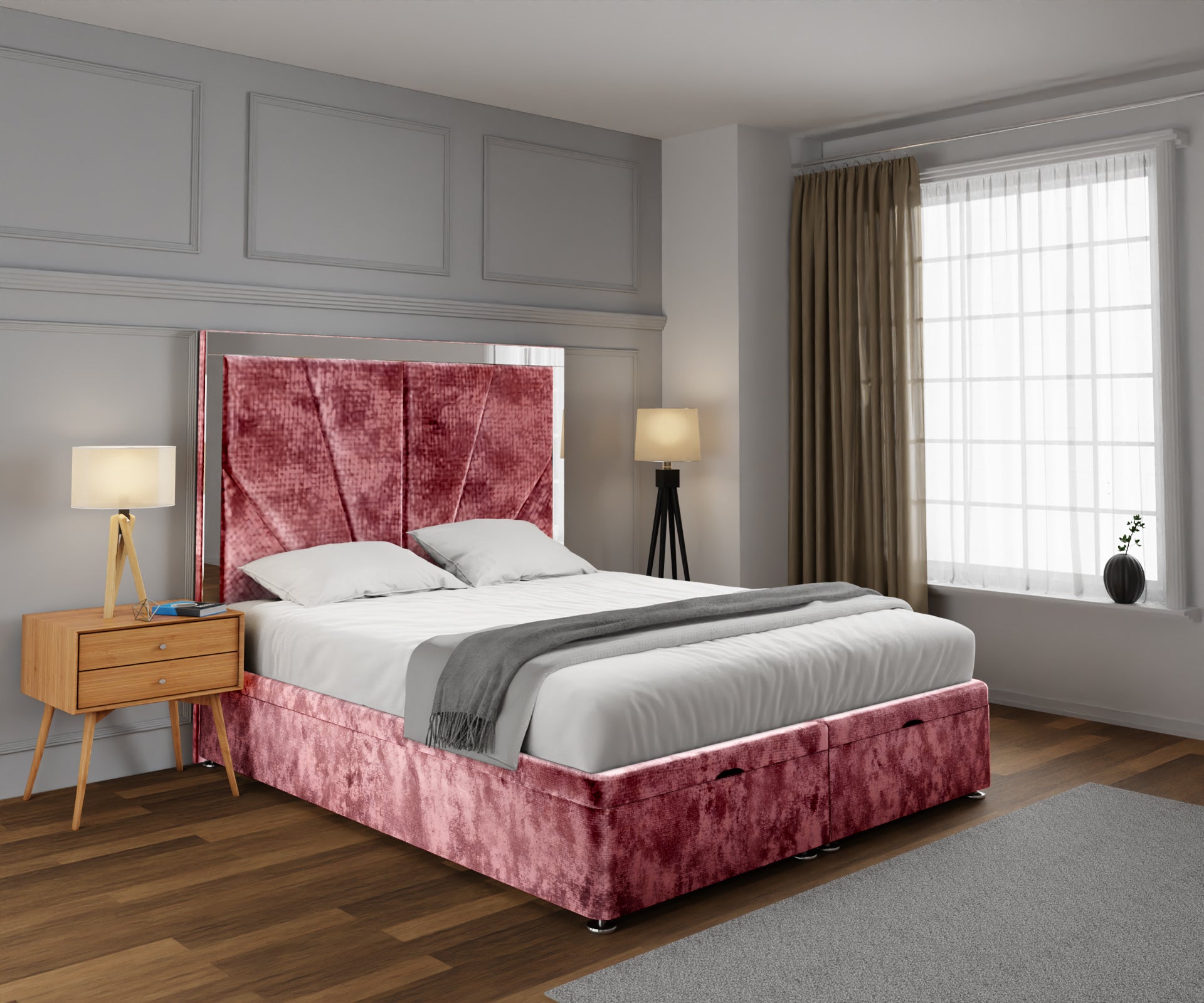 Chelsea Horizon Mirrored Ottoman Storage Divan Bed Set