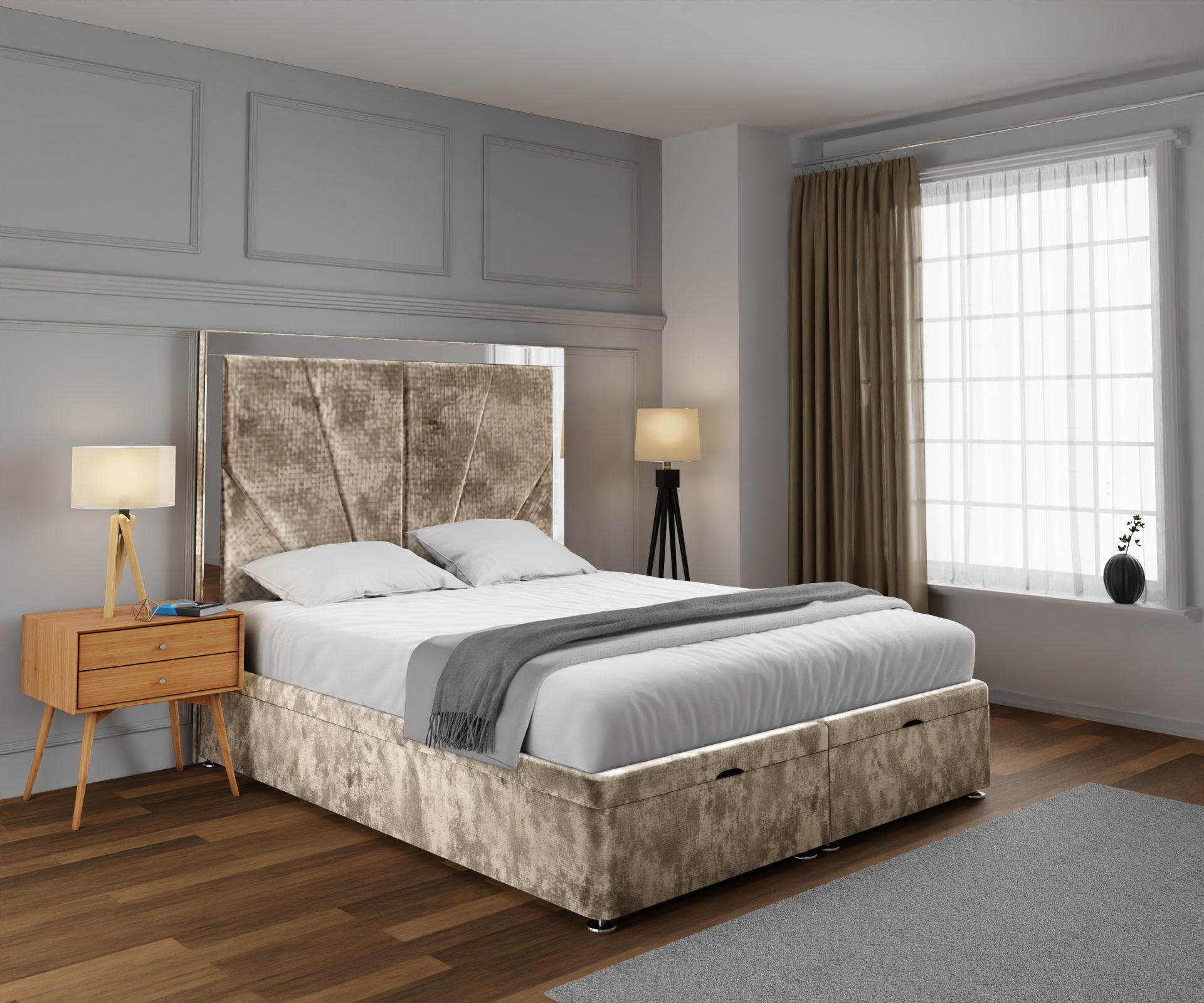 Chelsea Horizon Mirrored Ottoman Storage Divan Bed Set