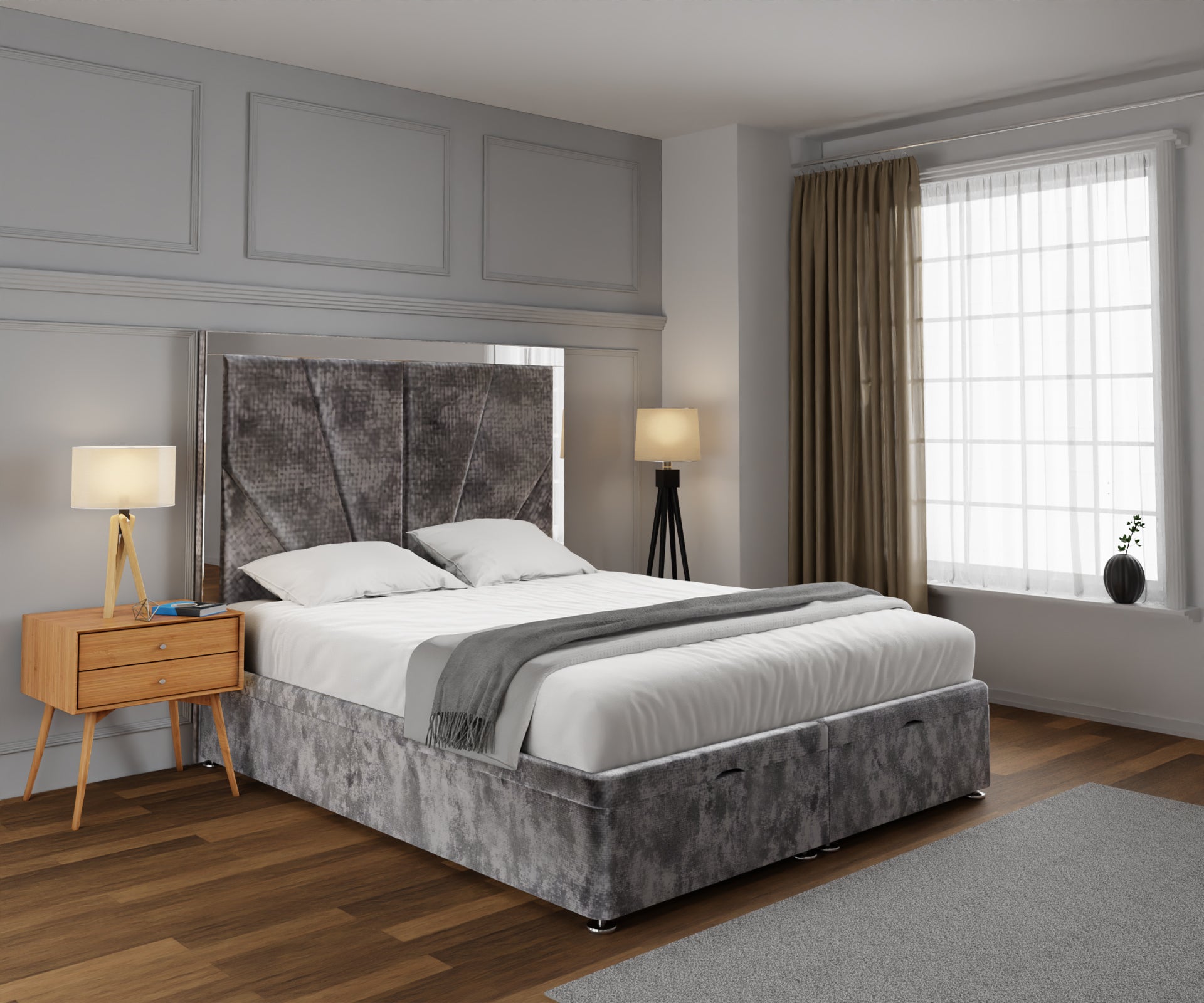 Chelsea Horizon Mirrored Ottoman Storage Divan Bed Set