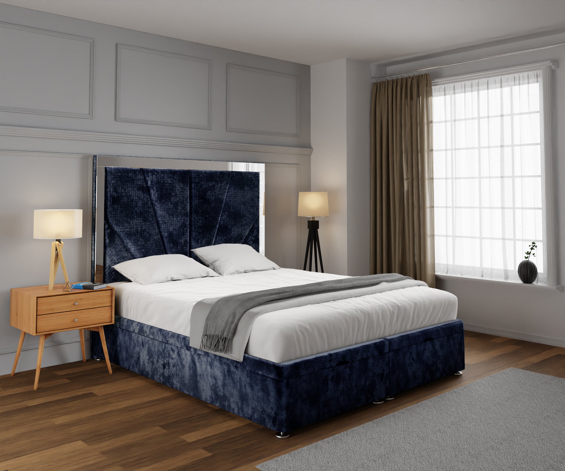 Chelsea Horizon Mirrored Ottoman Storage Divan Bed Set