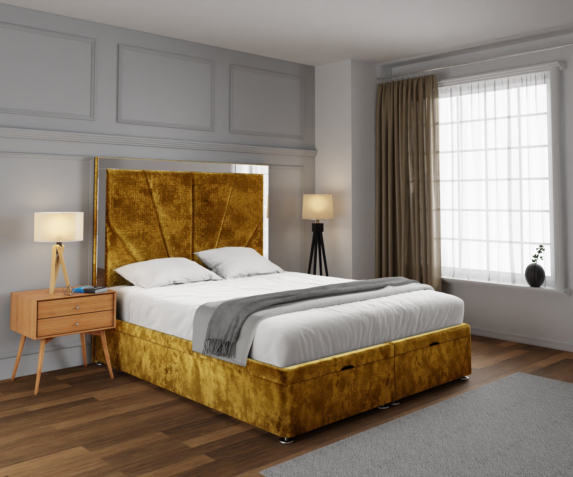 Chelsea Horizon Mirrored Ottoman Storage Divan Bed Set
