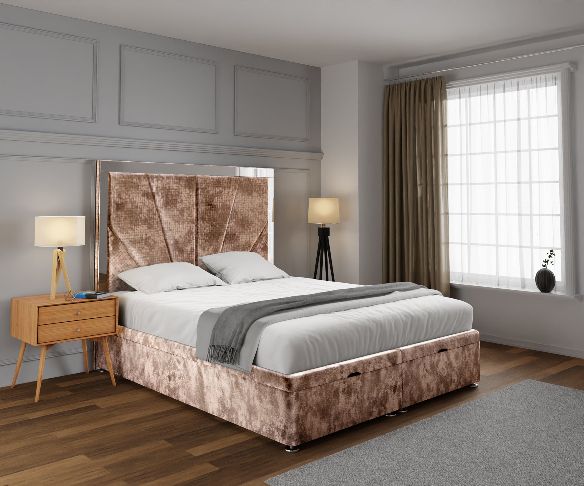 Chelsea Horizon Mirrored Ottoman Storage Divan Bed Set