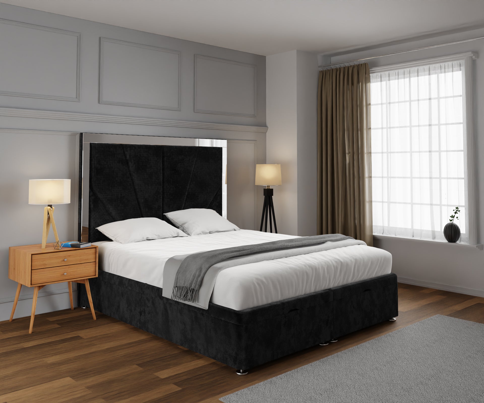 Chelsea Horizon Mirrored Ottoman Storage Divan Bed Set