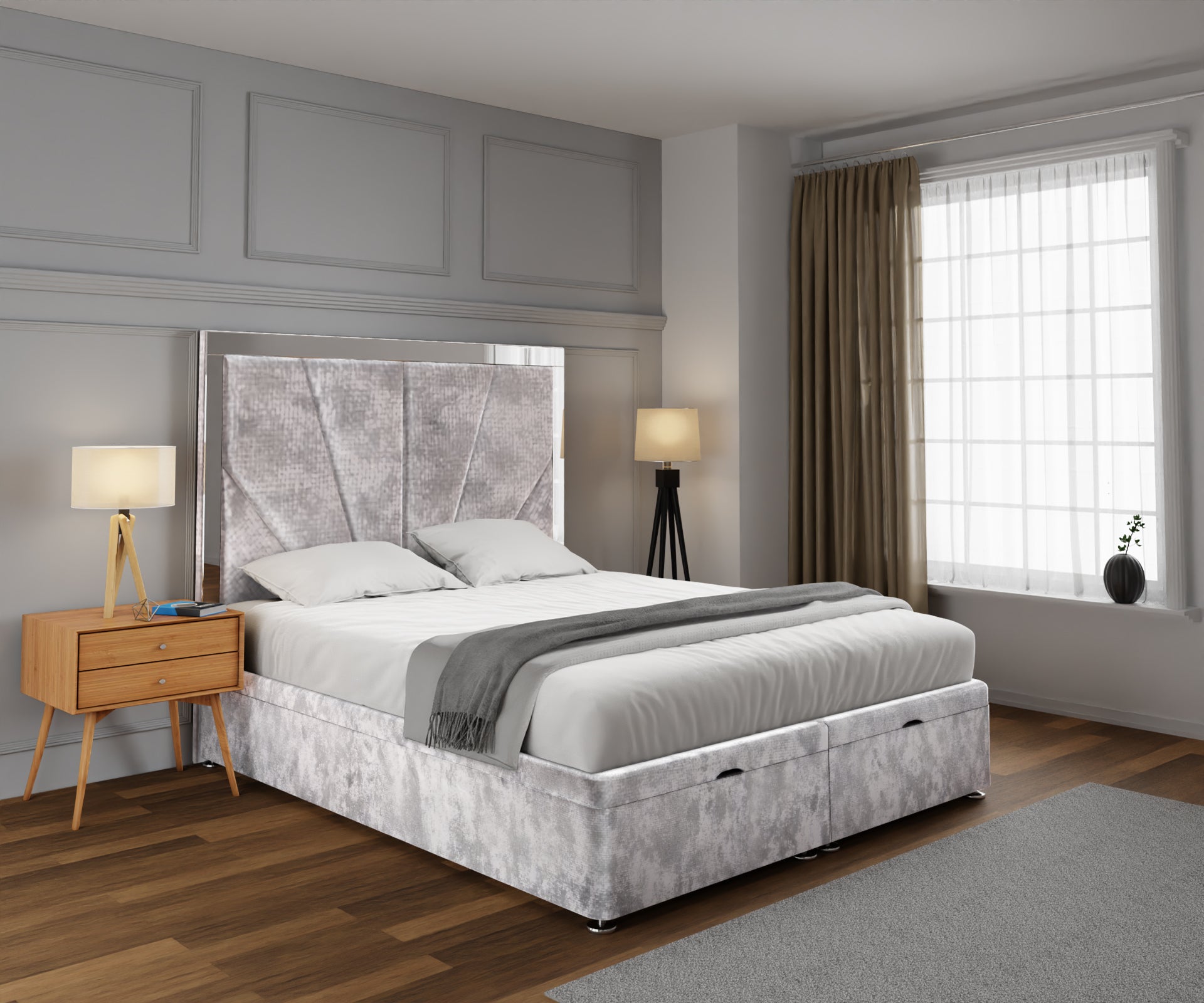 Chelsea Horizon Mirrored Ottoman Storage Divan Bed Set