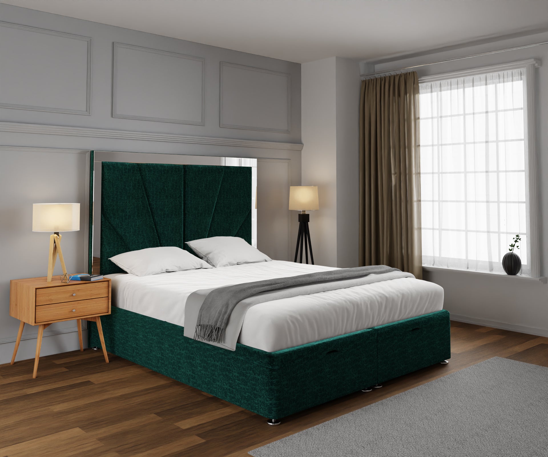 Chelsea Horizon Mirrored Ottoman Storage Divan Bed Set