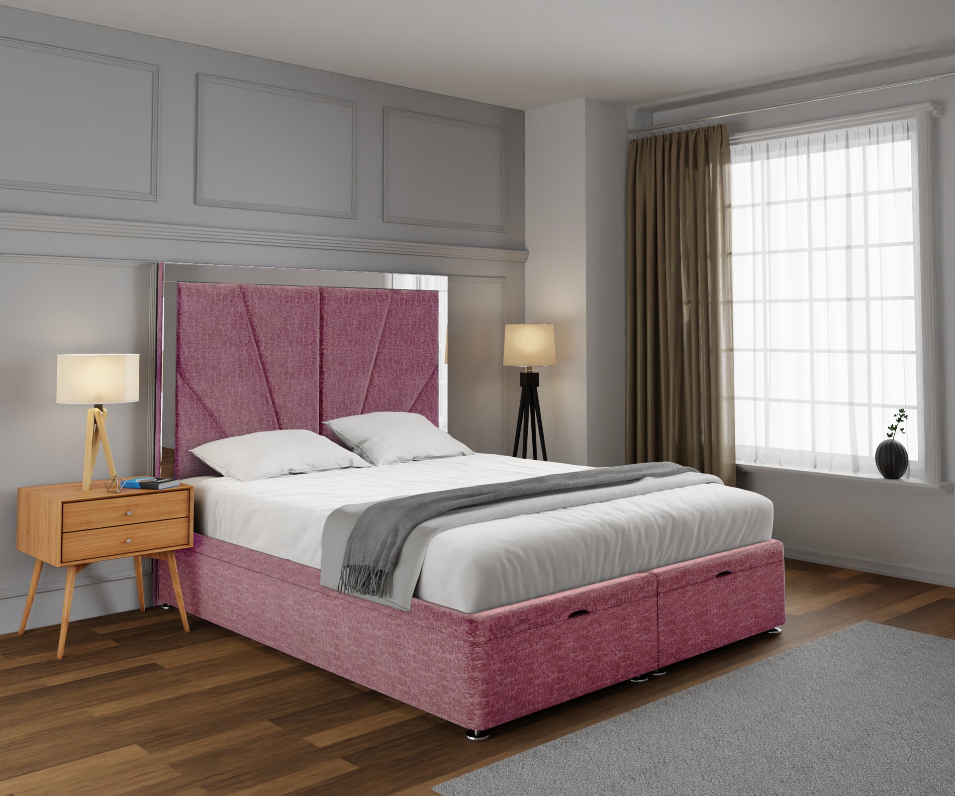 Chelsea Horizon Mirrored Ottoman Storage Divan Bed Set