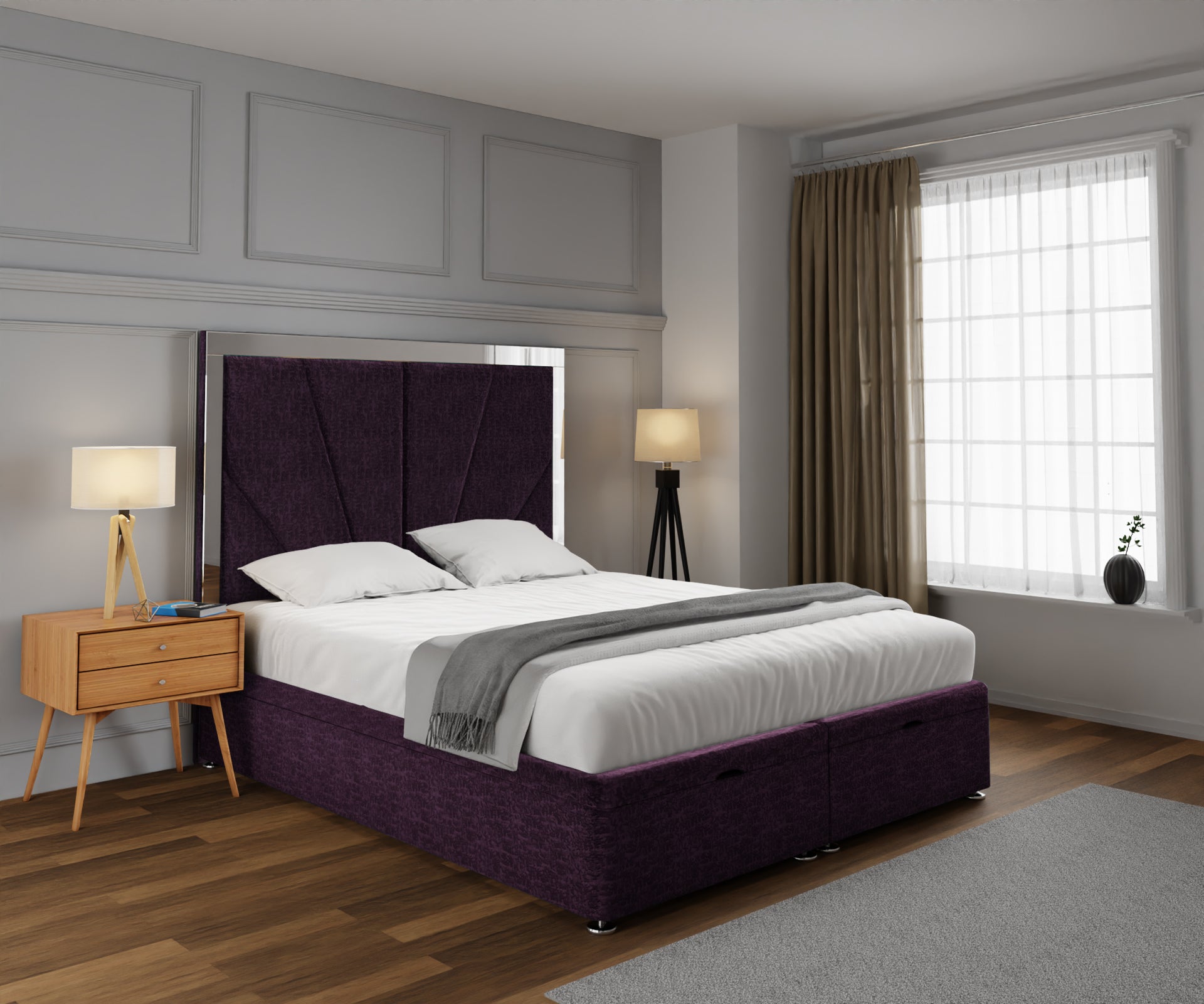 Chelsea Horizon Mirrored Ottoman Storage Divan Bed Set