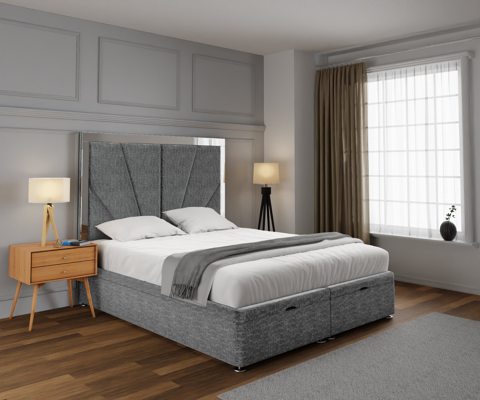 Chelsea Horizon Mirrored Ottoman Storage Divan Bed Set