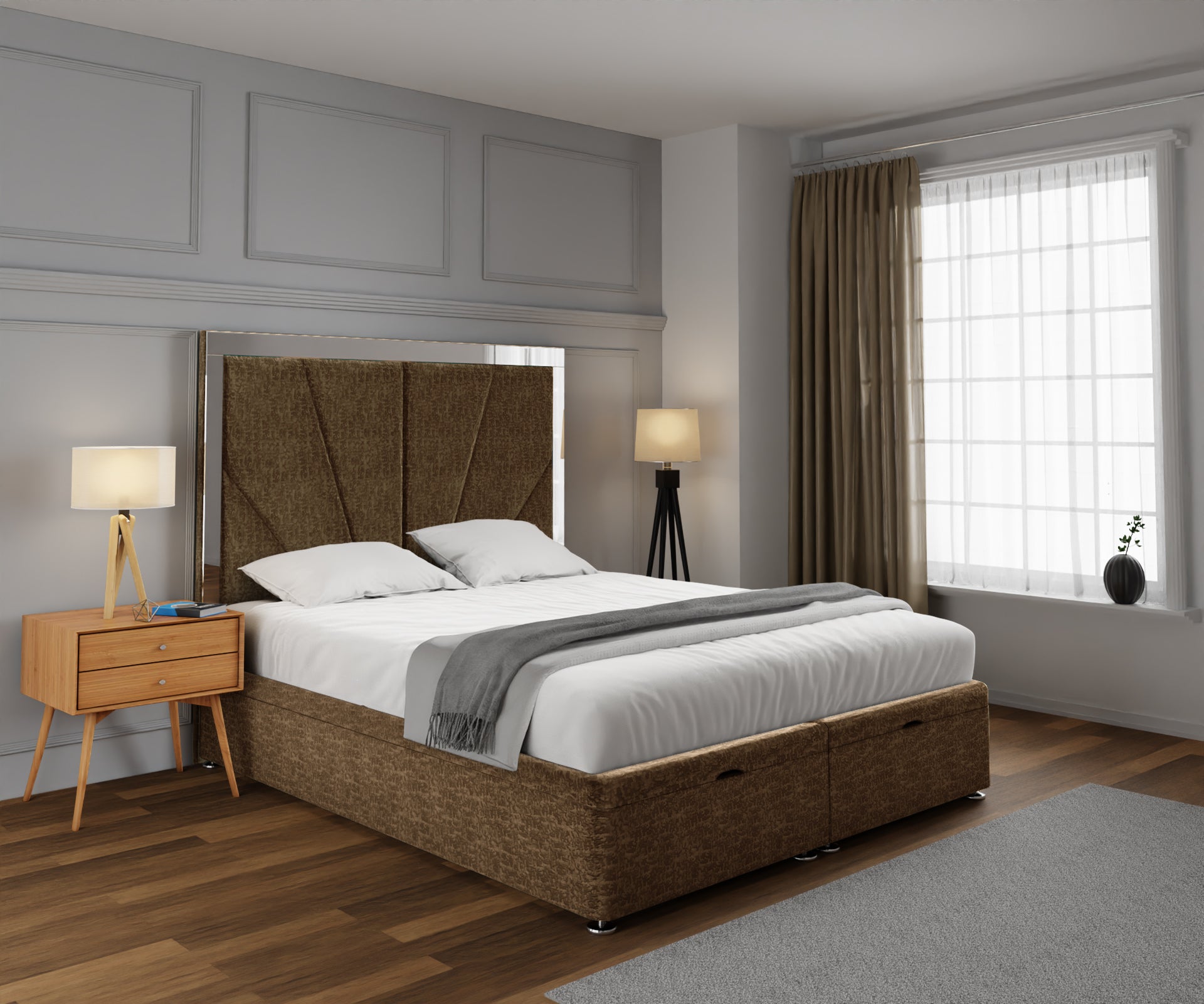 Chelsea Horizon Mirrored Ottoman Storage Divan Bed Set