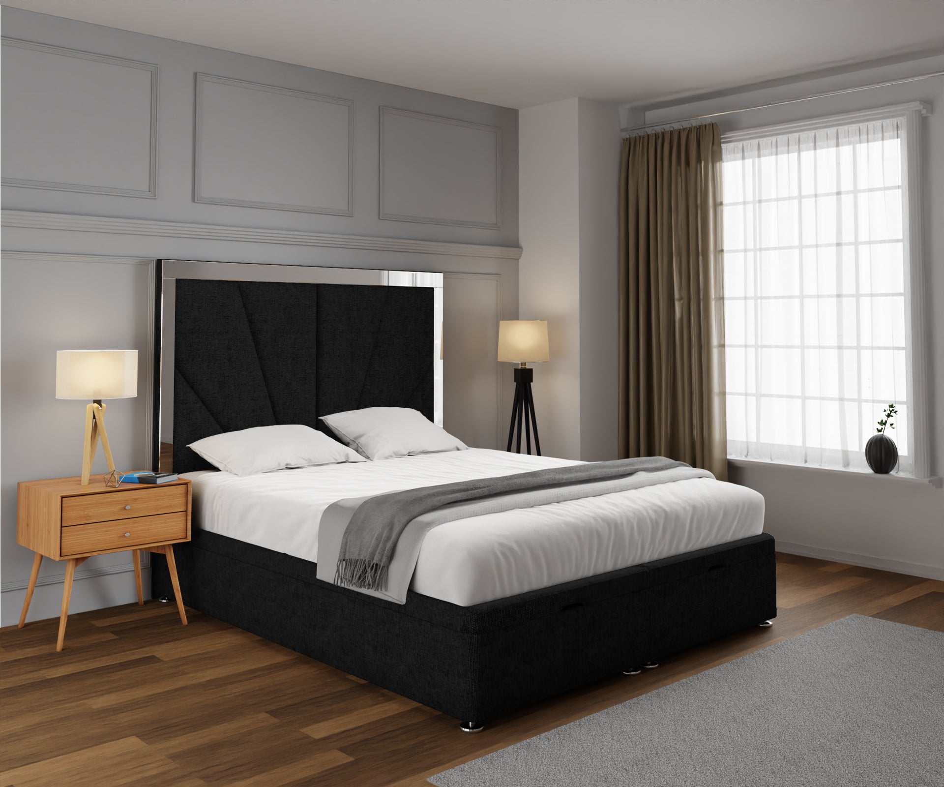 Chelsea Horizon Mirrored Ottoman Storage Divan Bed Set