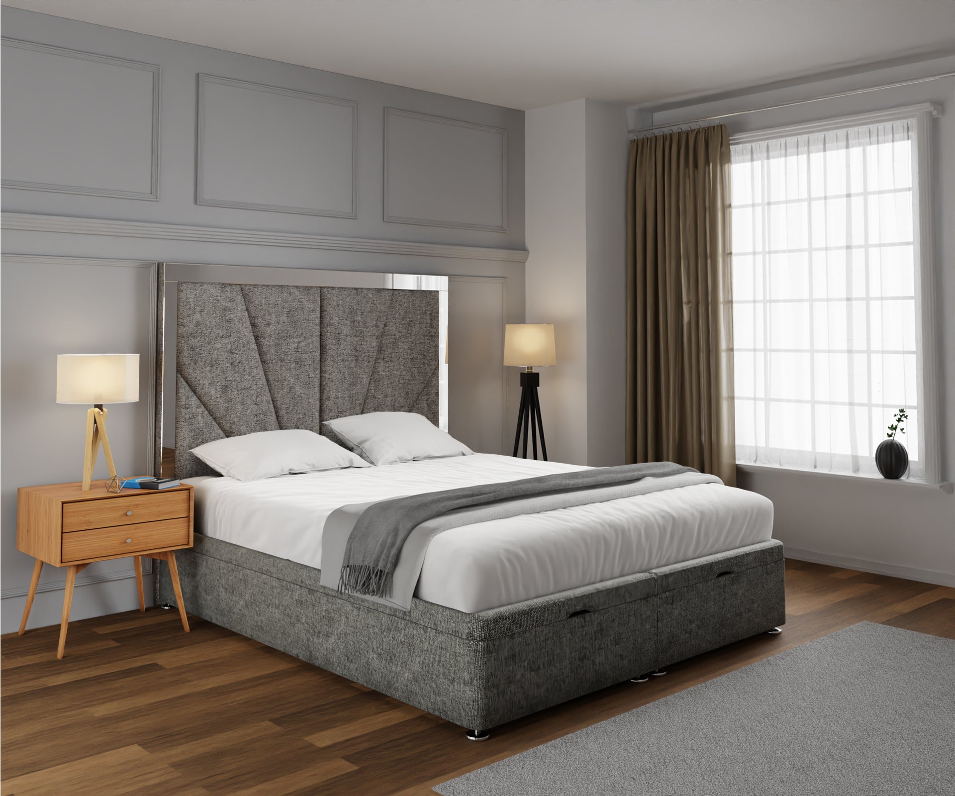 Chelsea Horizon Mirrored Ottoman Storage Divan Bed Set