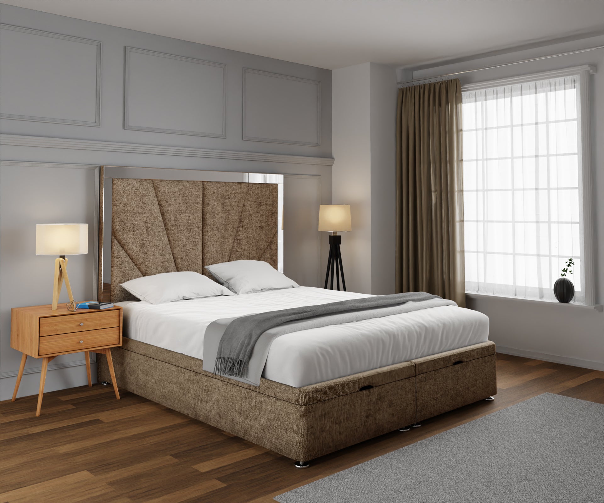Chelsea Horizon Mirrored Ottoman Storage Divan Bed Set