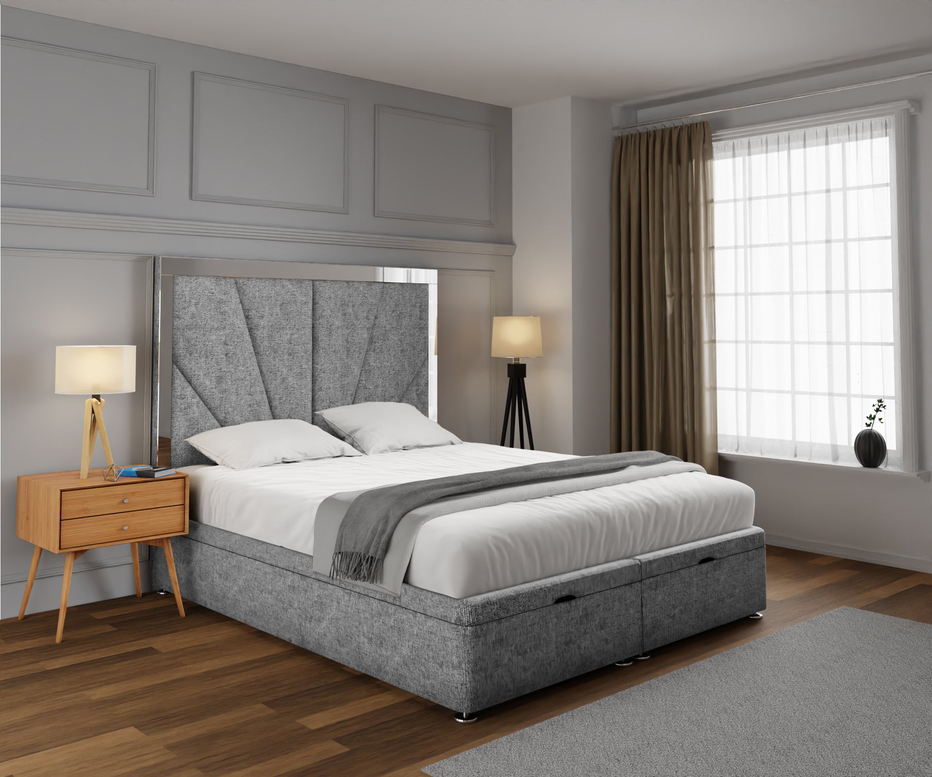 Chelsea Horizon Mirrored Ottoman Storage Divan Bed Set