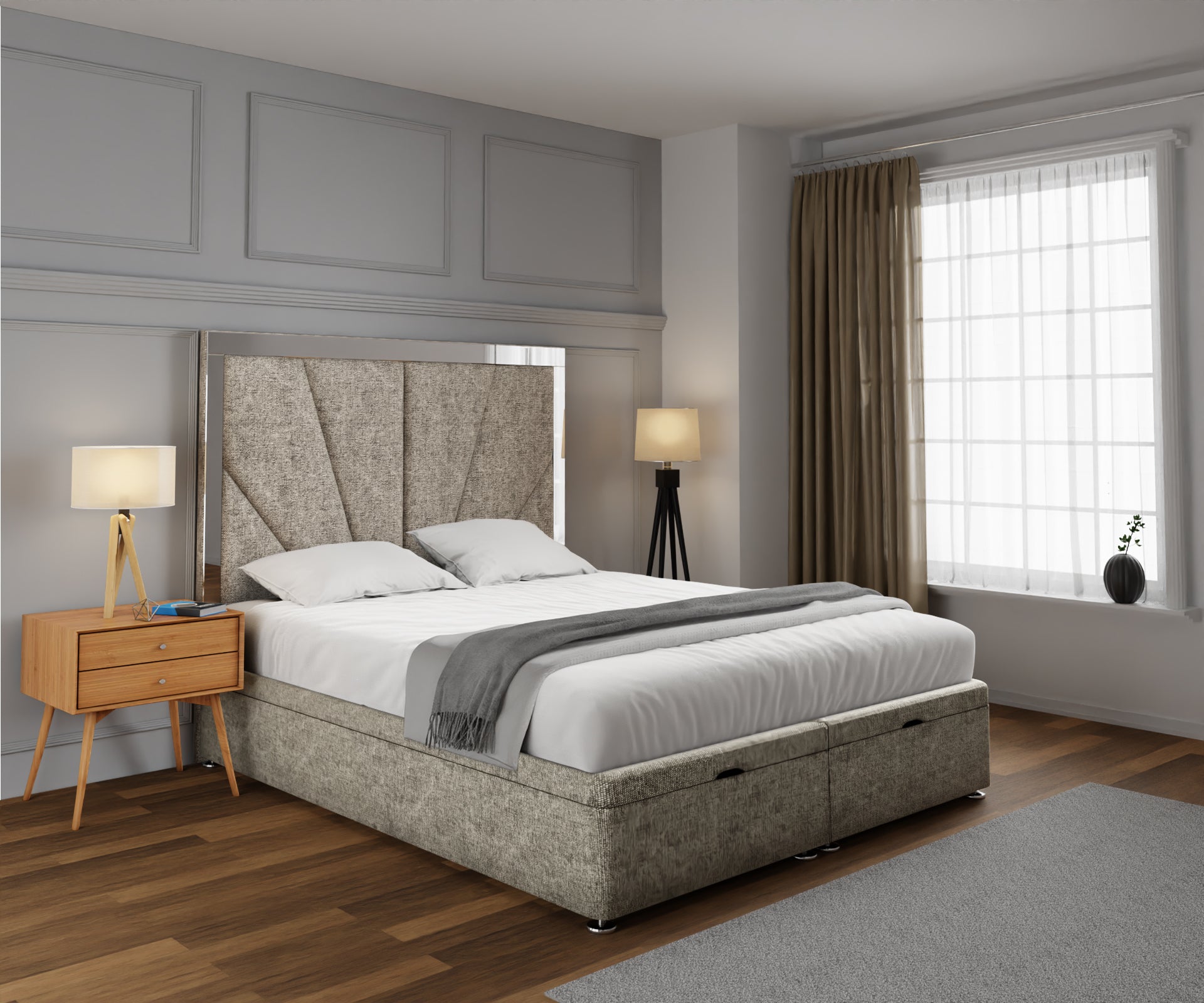 Chelsea Horizon Mirrored Ottoman Storage Divan Bed Set
