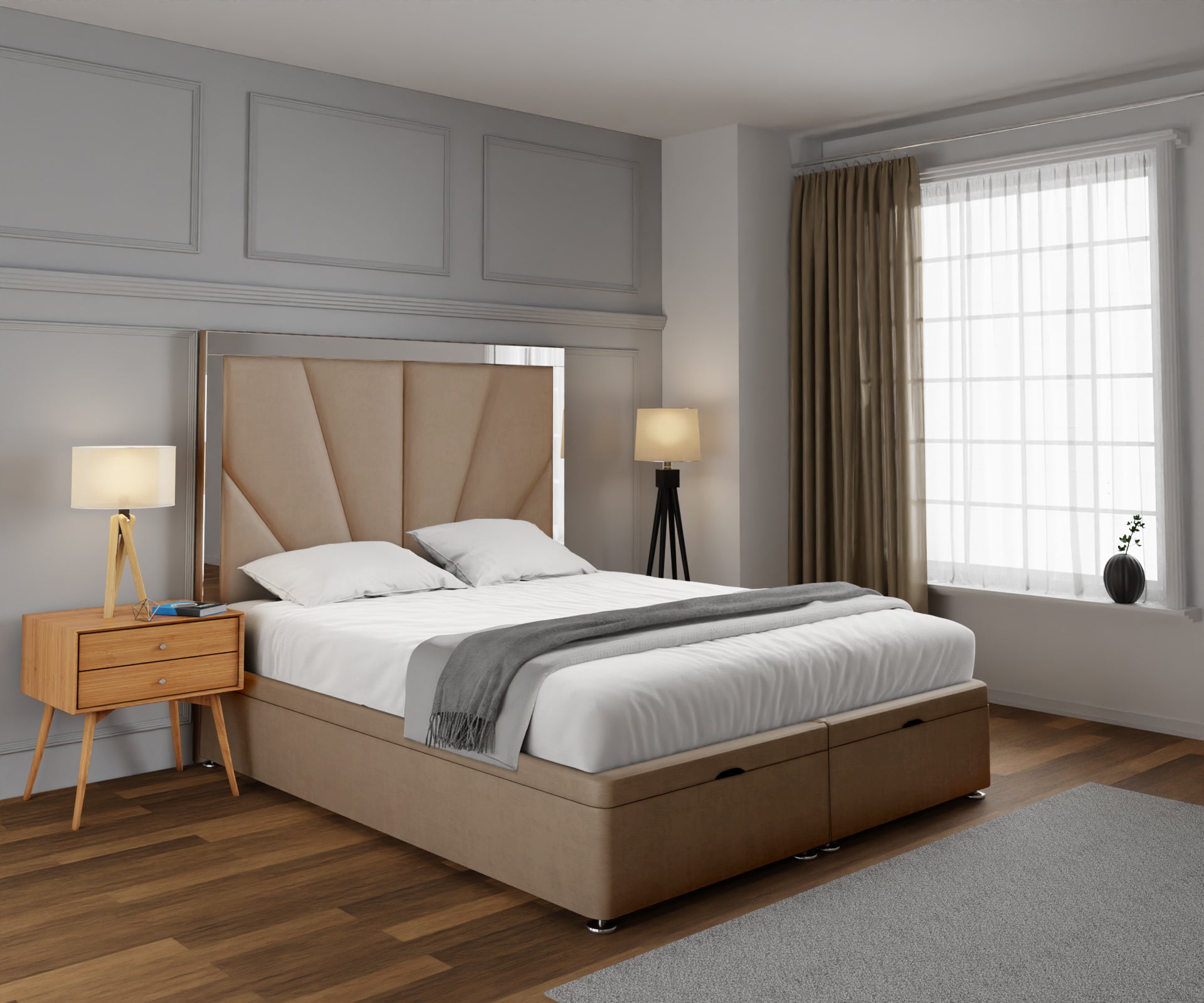 Chelsea Horizon Mirrored Ottoman Storage Divan Bed Set
