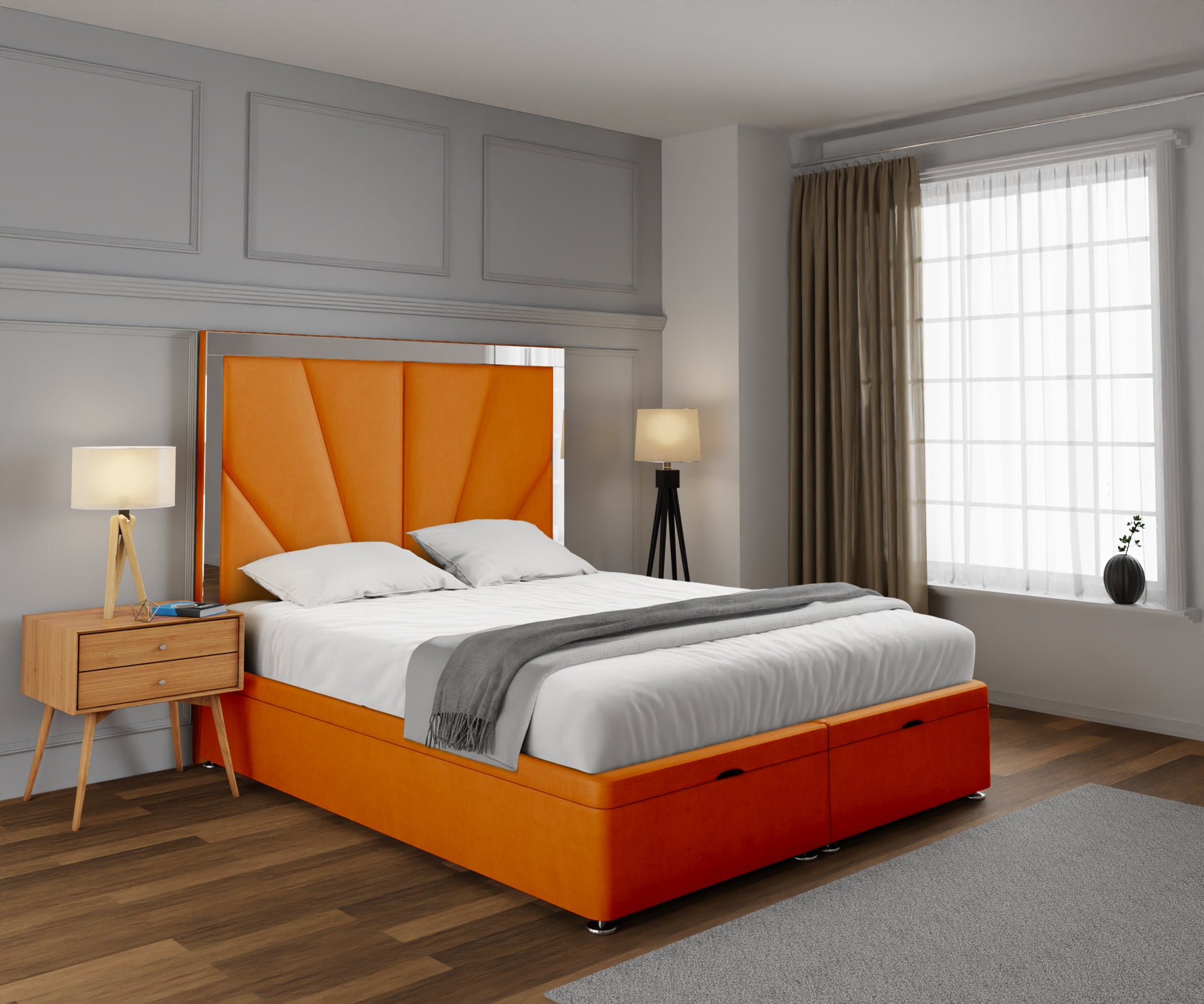 Chelsea Horizon Mirrored Ottoman Storage Divan Bed Set