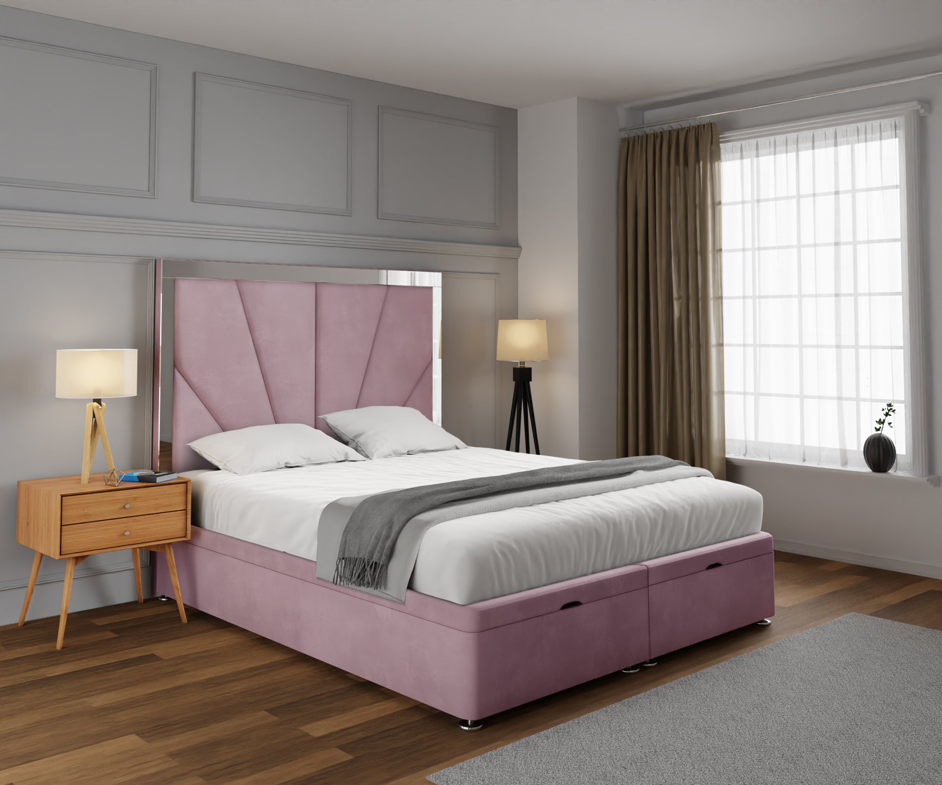 Chelsea Horizon Mirrored Ottoman Storage Divan Bed Set