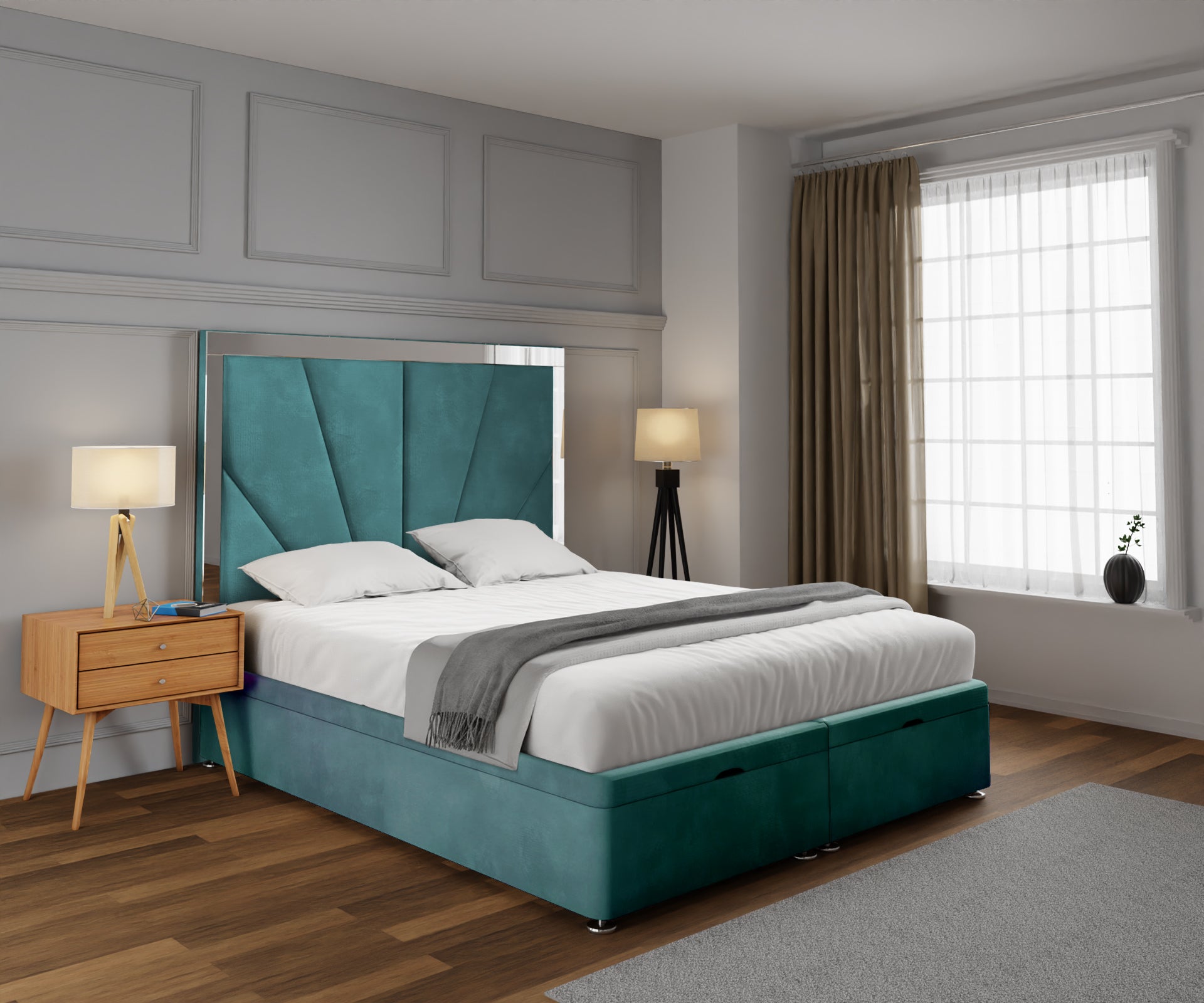 Chelsea Horizon Mirrored Ottoman Storage Divan Bed Set