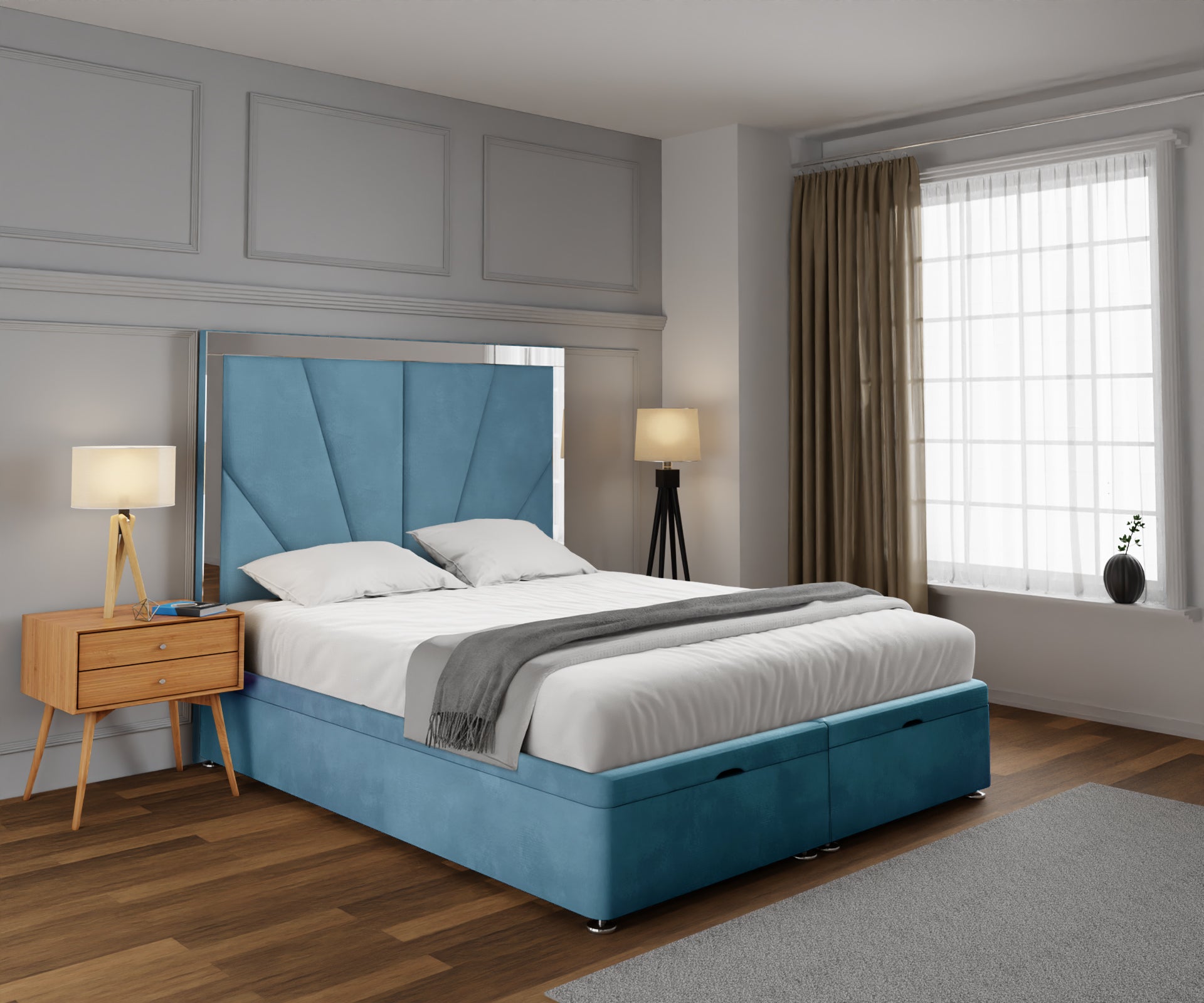 Chelsea Horizon Mirrored Ottoman Storage Divan Bed Set