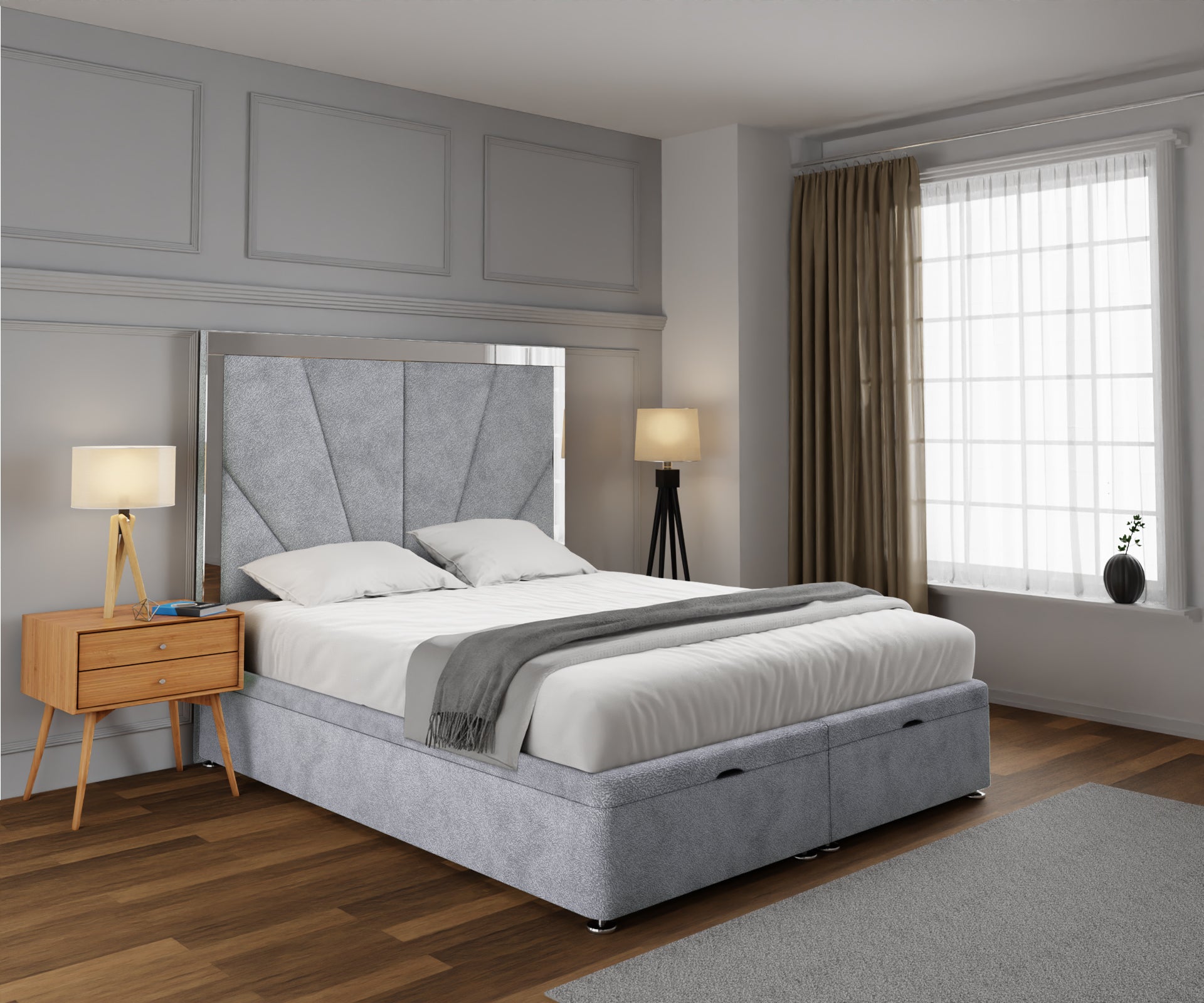 Chelsea Horizon Mirrored Ottoman Storage Divan Bed Set
