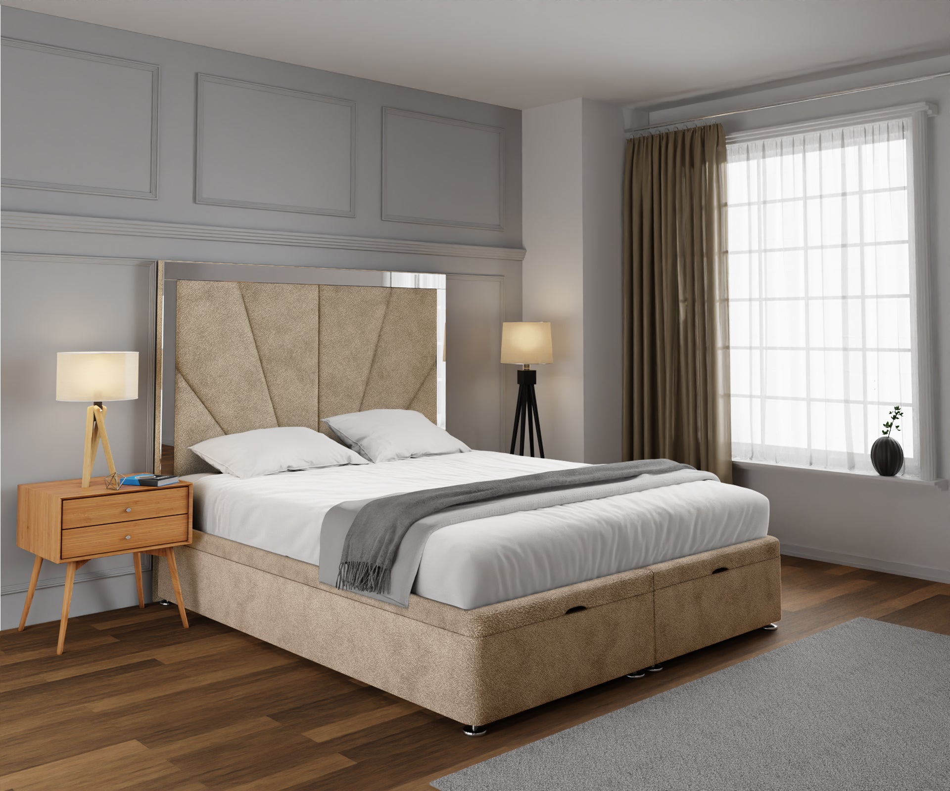 Chelsea Horizon Mirrored Ottoman Storage Divan Bed Set