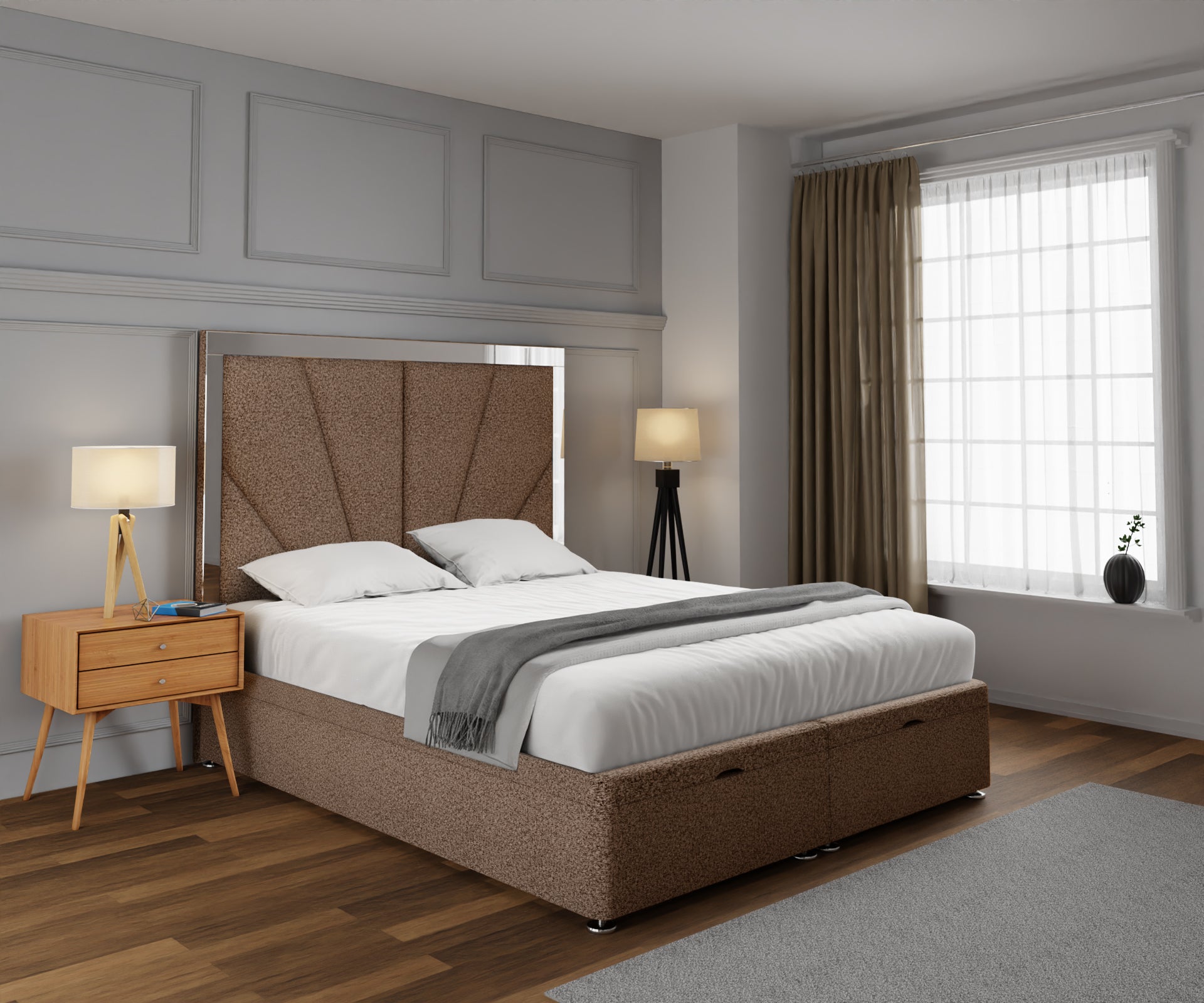 Chelsea Horizon Mirrored Ottoman Storage Divan Bed Set