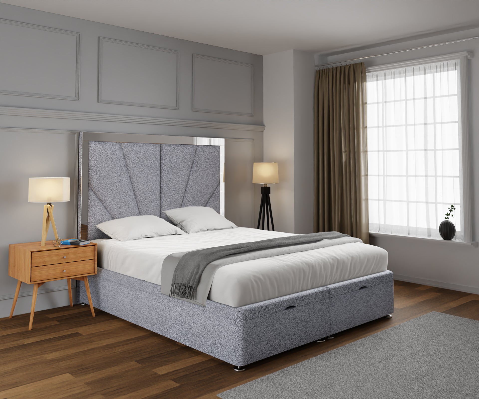 Chelsea Horizon Mirrored Ottoman Storage Divan Bed Set