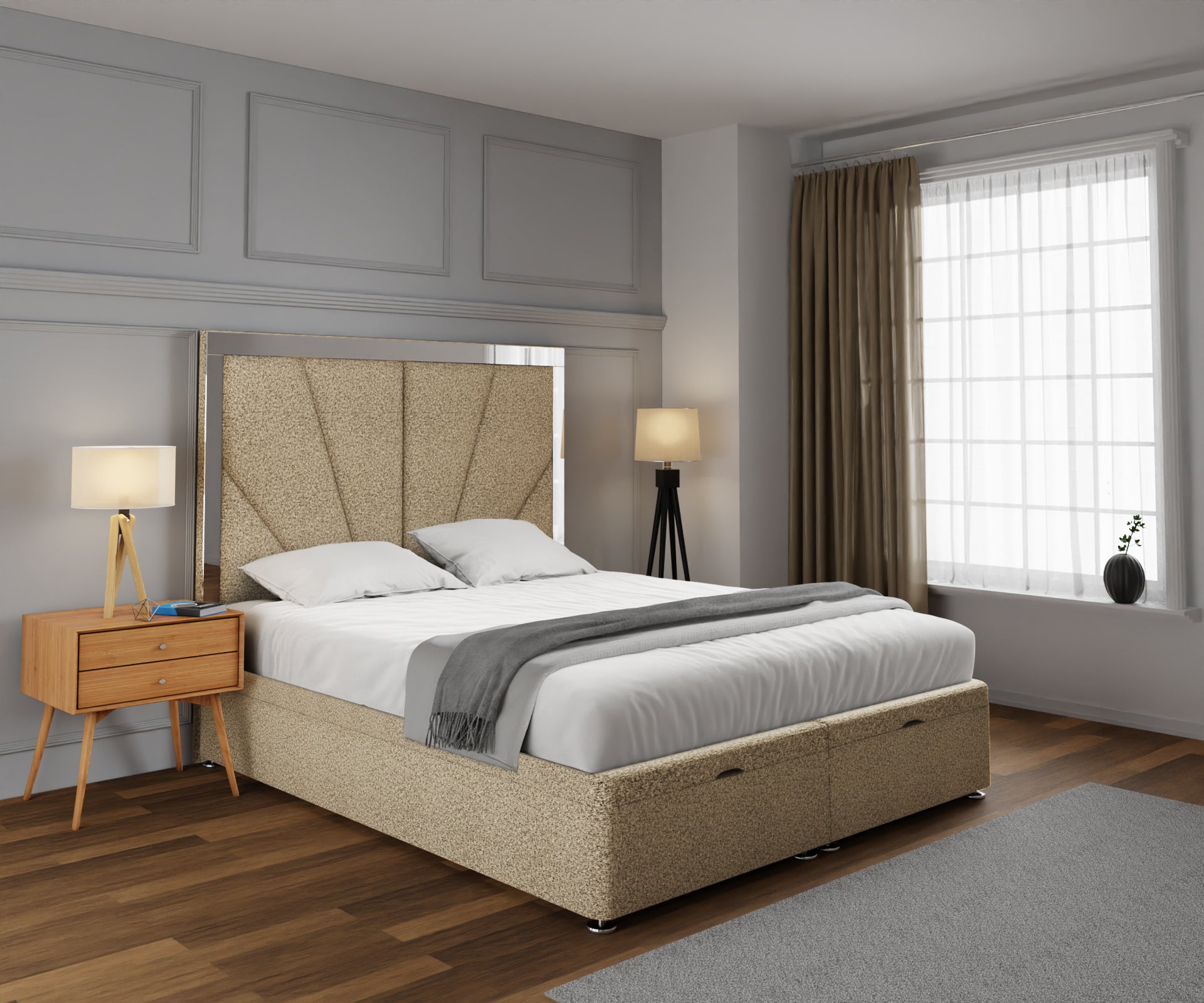Chelsea Horizon Mirrored Ottoman Storage Divan Bed Set