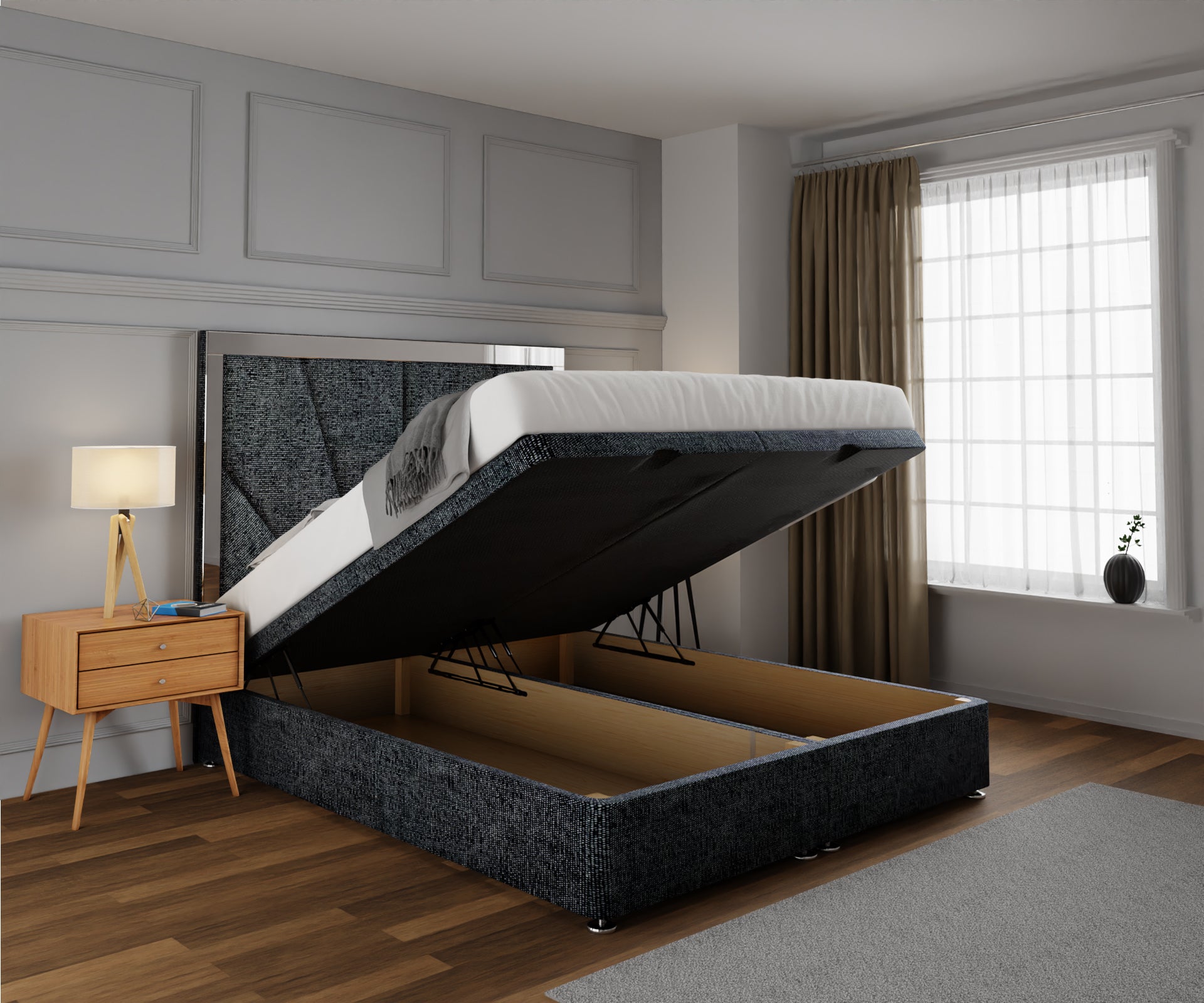 Chelsea Horizon Mirrored Ottoman Storage Divan Bed Set