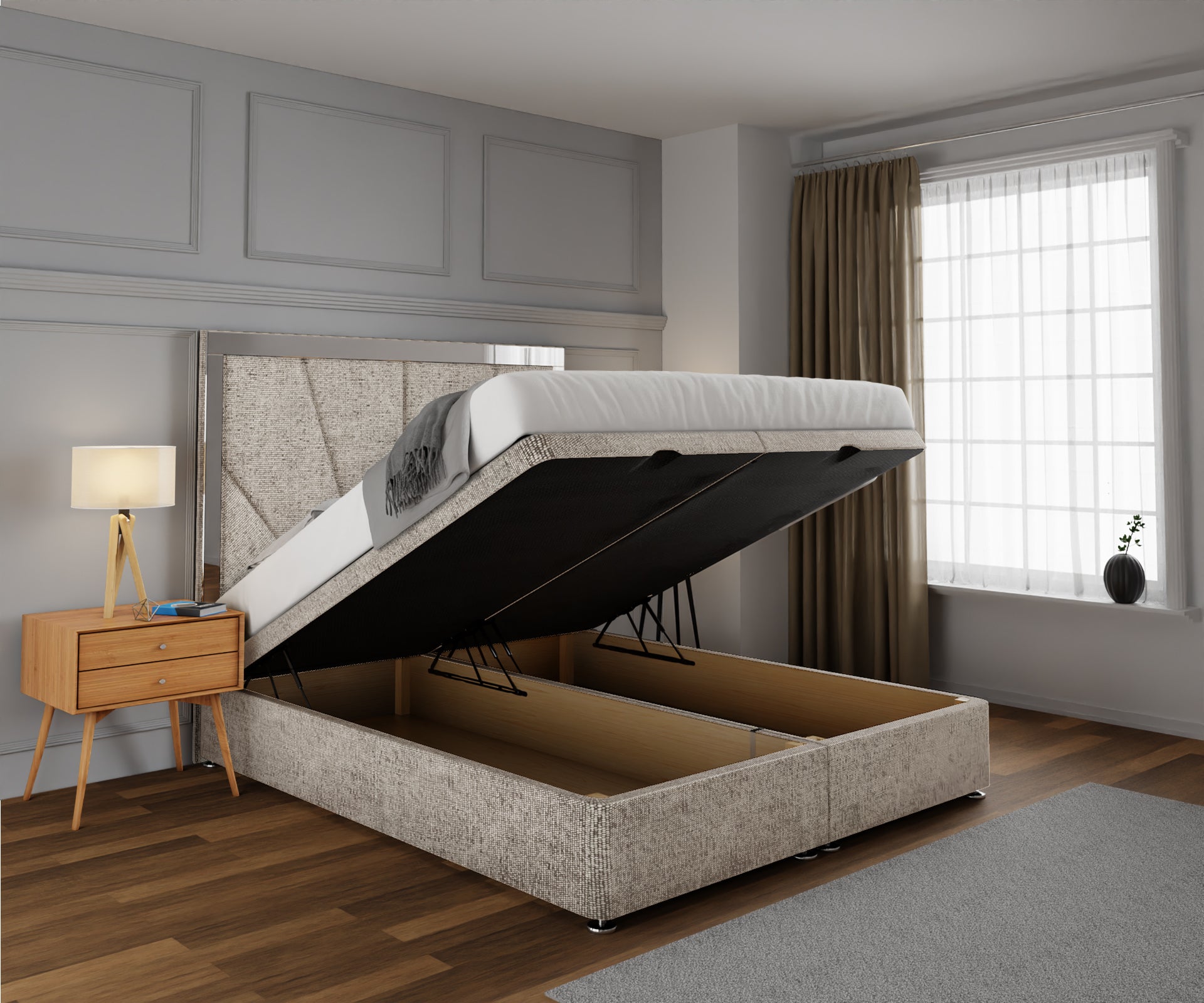 Chelsea Horizon Mirrored Ottoman Storage Divan Bed Set