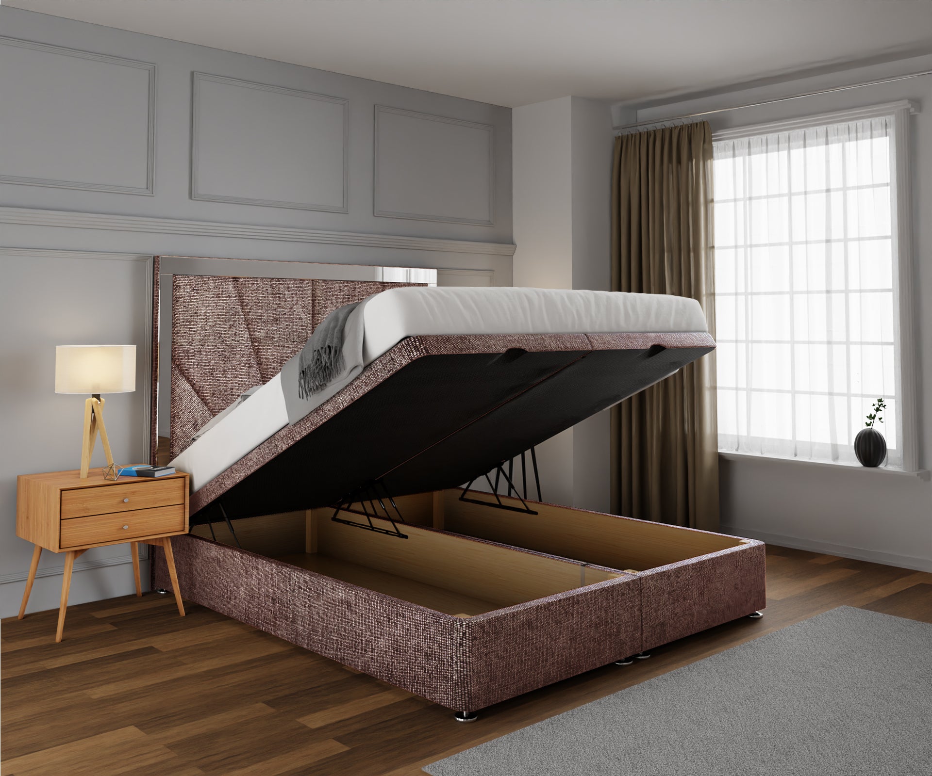 Chelsea Horizon Mirrored Ottoman Storage Divan Bed Set