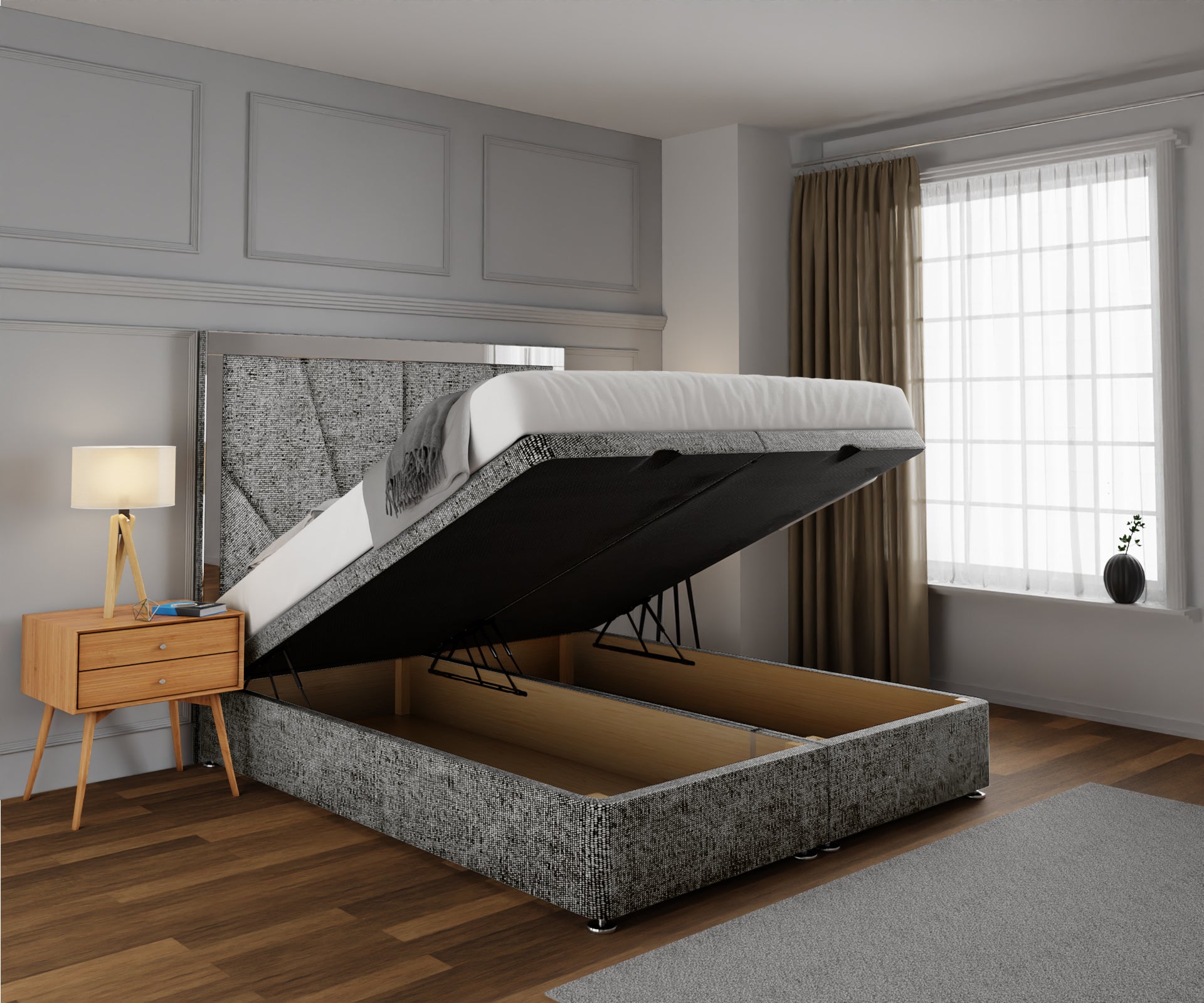 Chelsea Horizon Mirrored Ottoman Storage Divan Bed Set