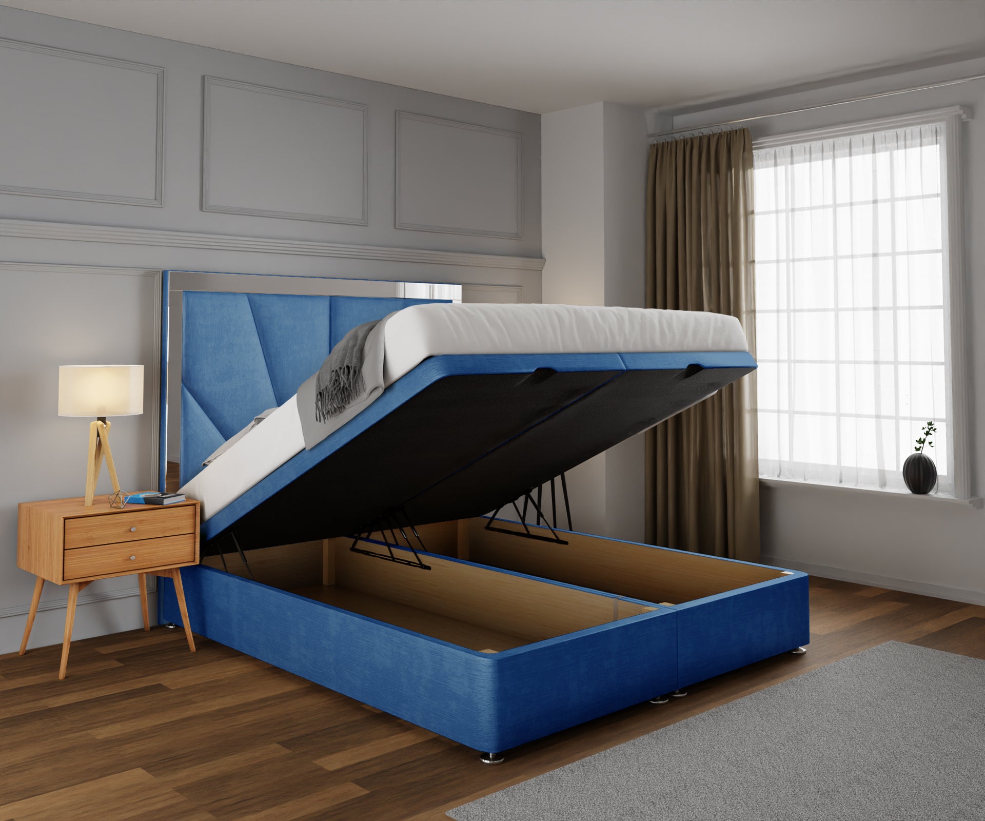 Chelsea Horizon Mirrored Ottoman Storage Divan Bed Set