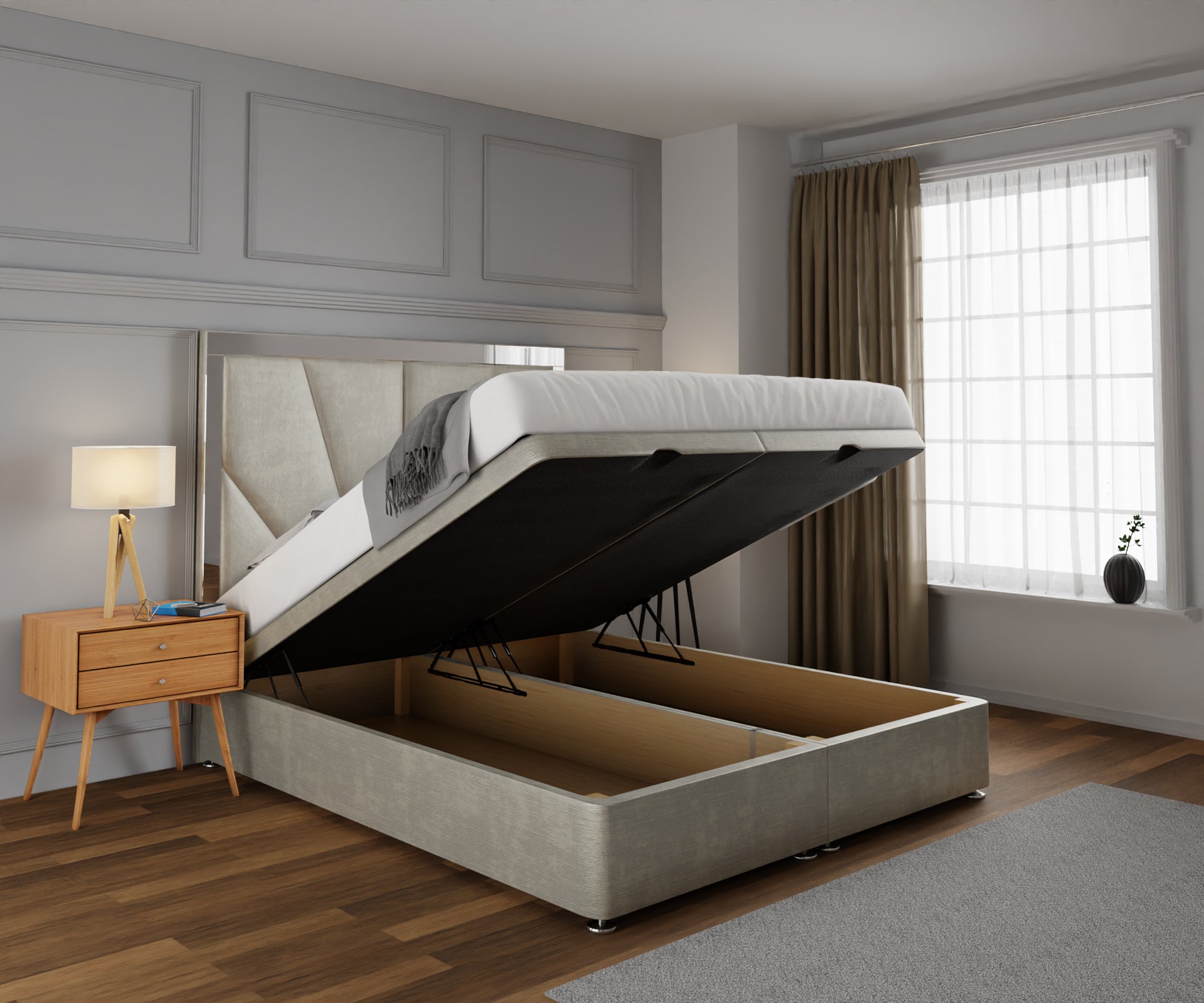 Chelsea Horizon Mirrored Ottoman Storage Divan Bed Set