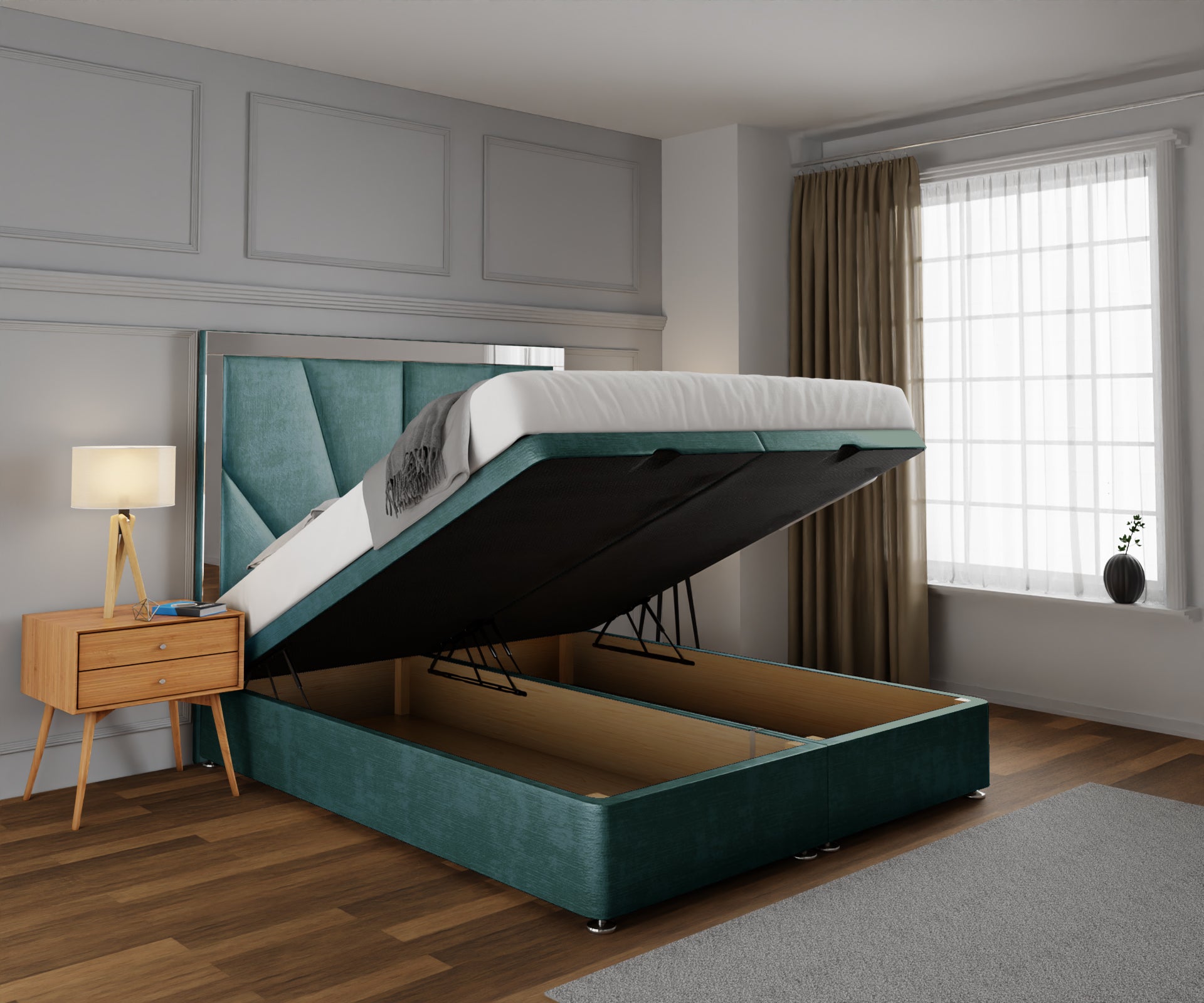Chelsea Horizon Mirrored Ottoman Storage Divan Bed Set