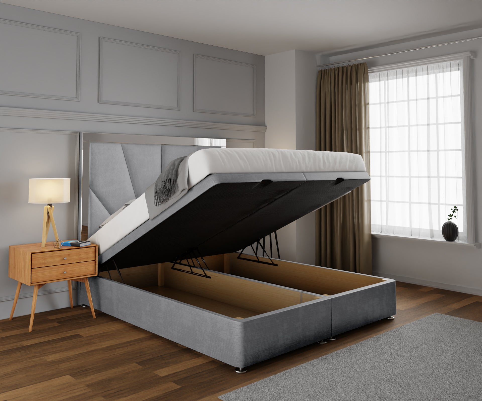 Chelsea Horizon Mirrored Ottoman Storage Divan Bed Set