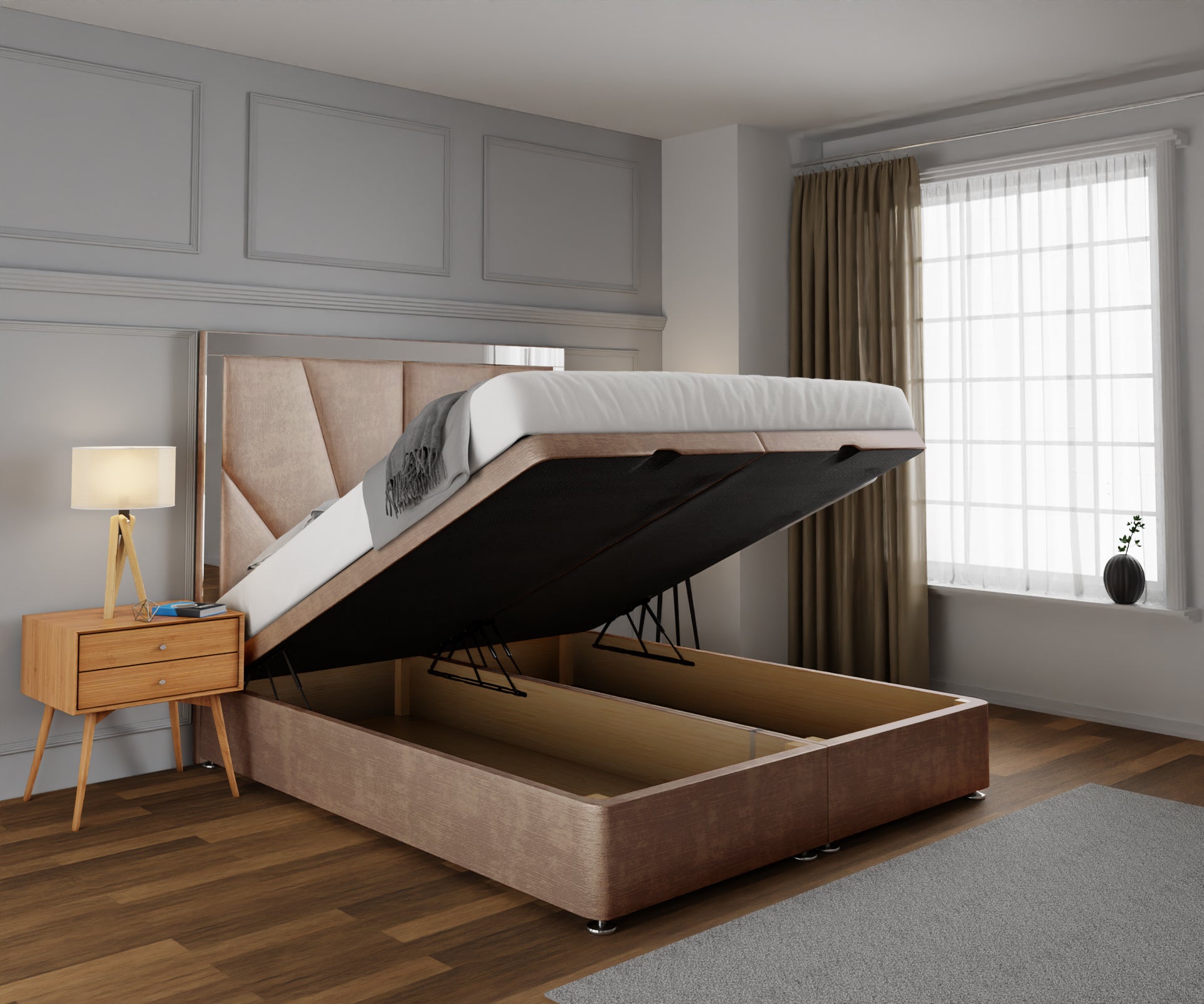 Chelsea Horizon Mirrored Ottoman Storage Divan Bed Set