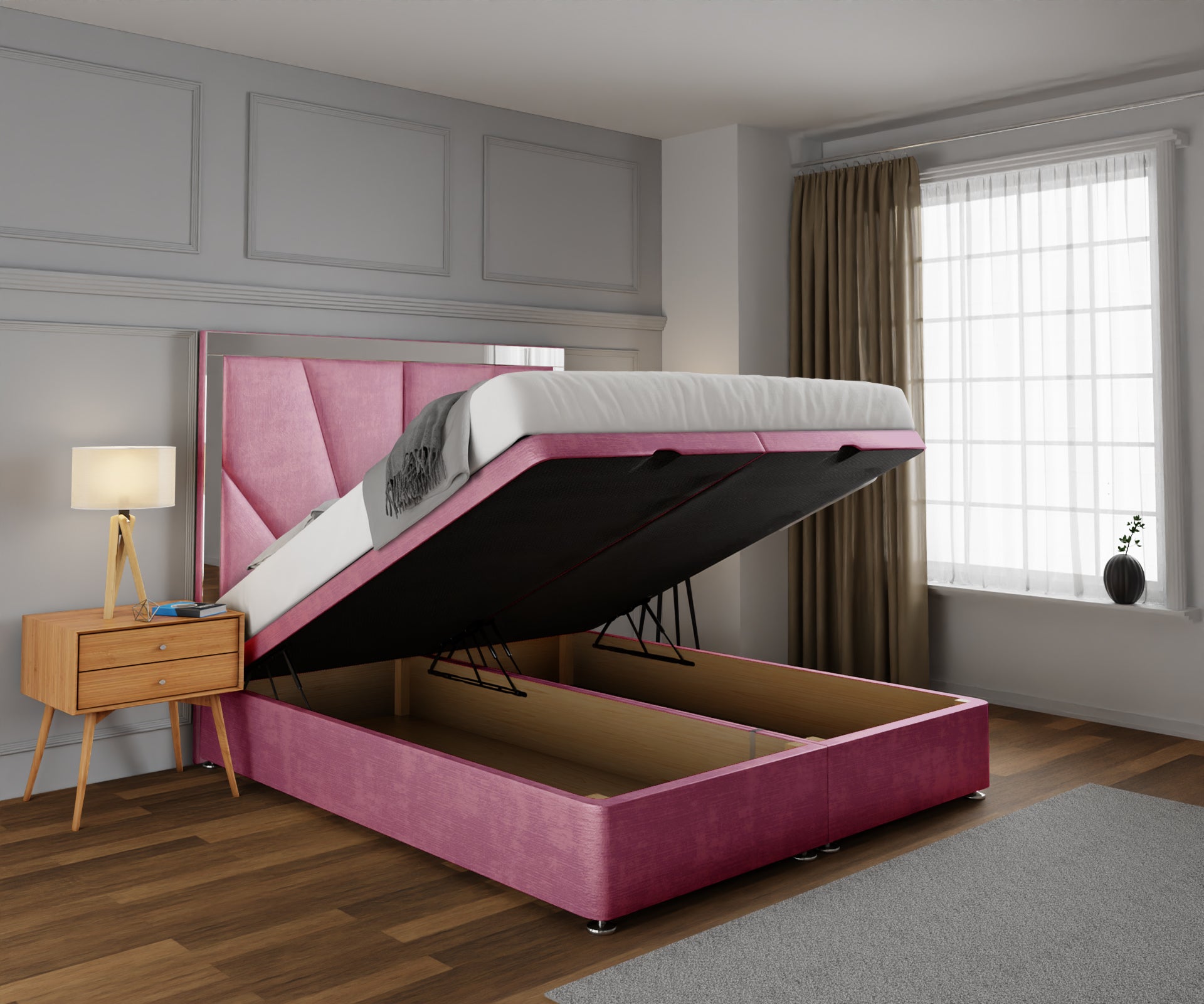 Chelsea Horizon Mirrored Ottoman Storage Divan Bed Set
