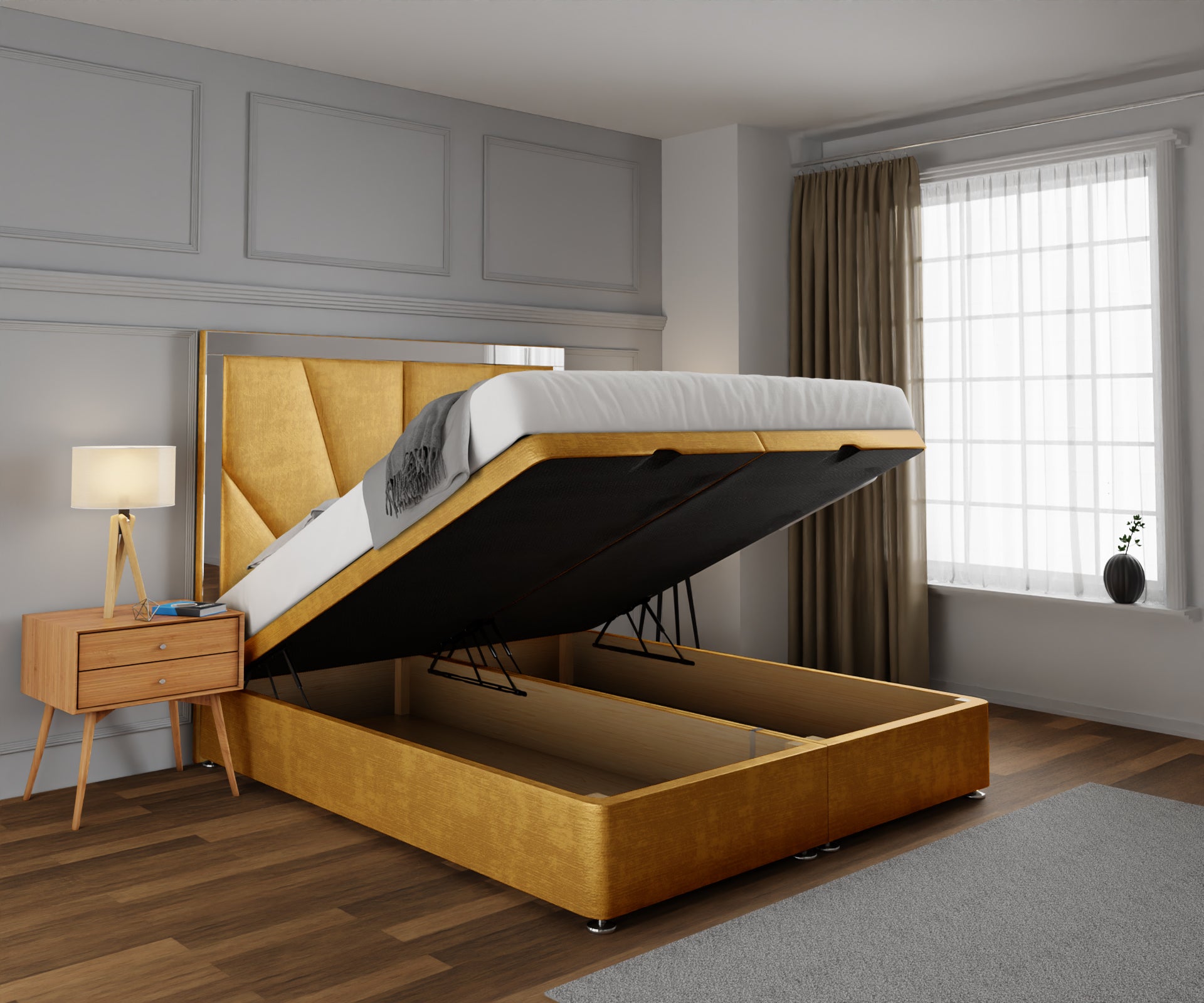 Chelsea Horizon Mirrored Ottoman Storage Divan Bed Set