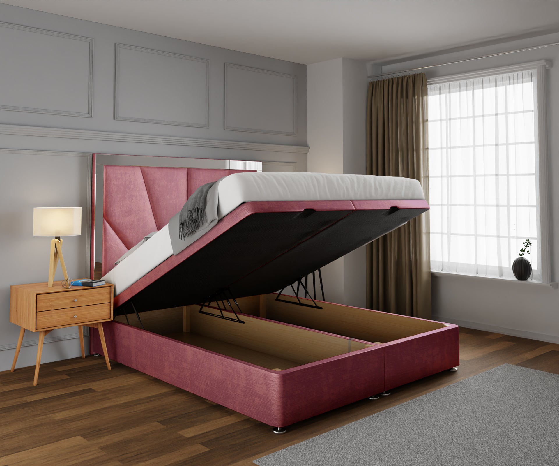 Chelsea Horizon Mirrored Ottoman Storage Divan Bed Set