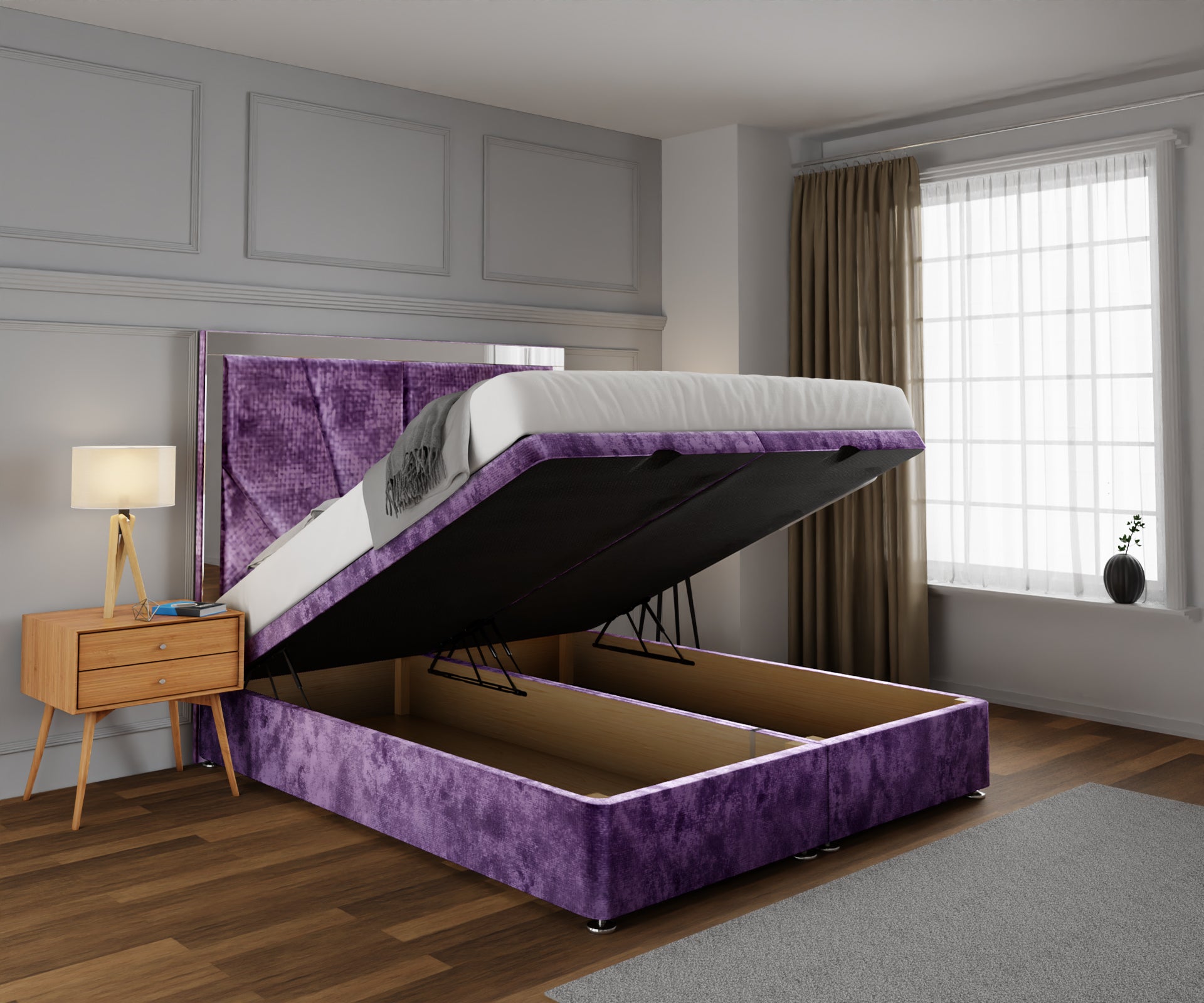 Chelsea Horizon Mirrored Ottoman Storage Divan Bed Set