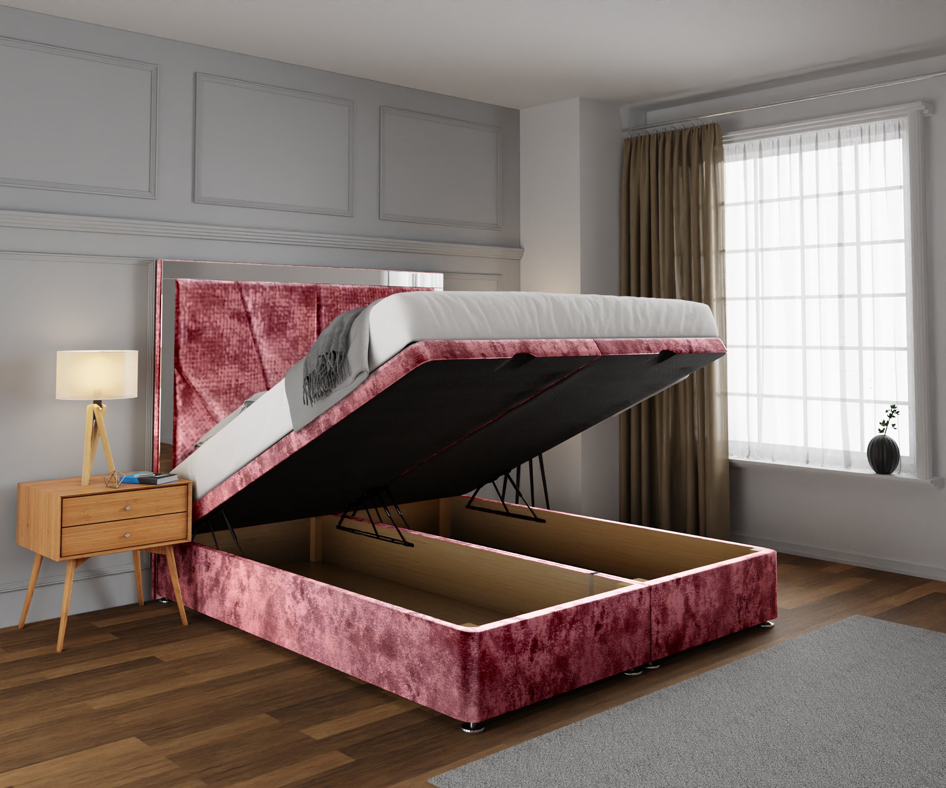 Chelsea Horizon Mirrored Ottoman Storage Divan Bed Set