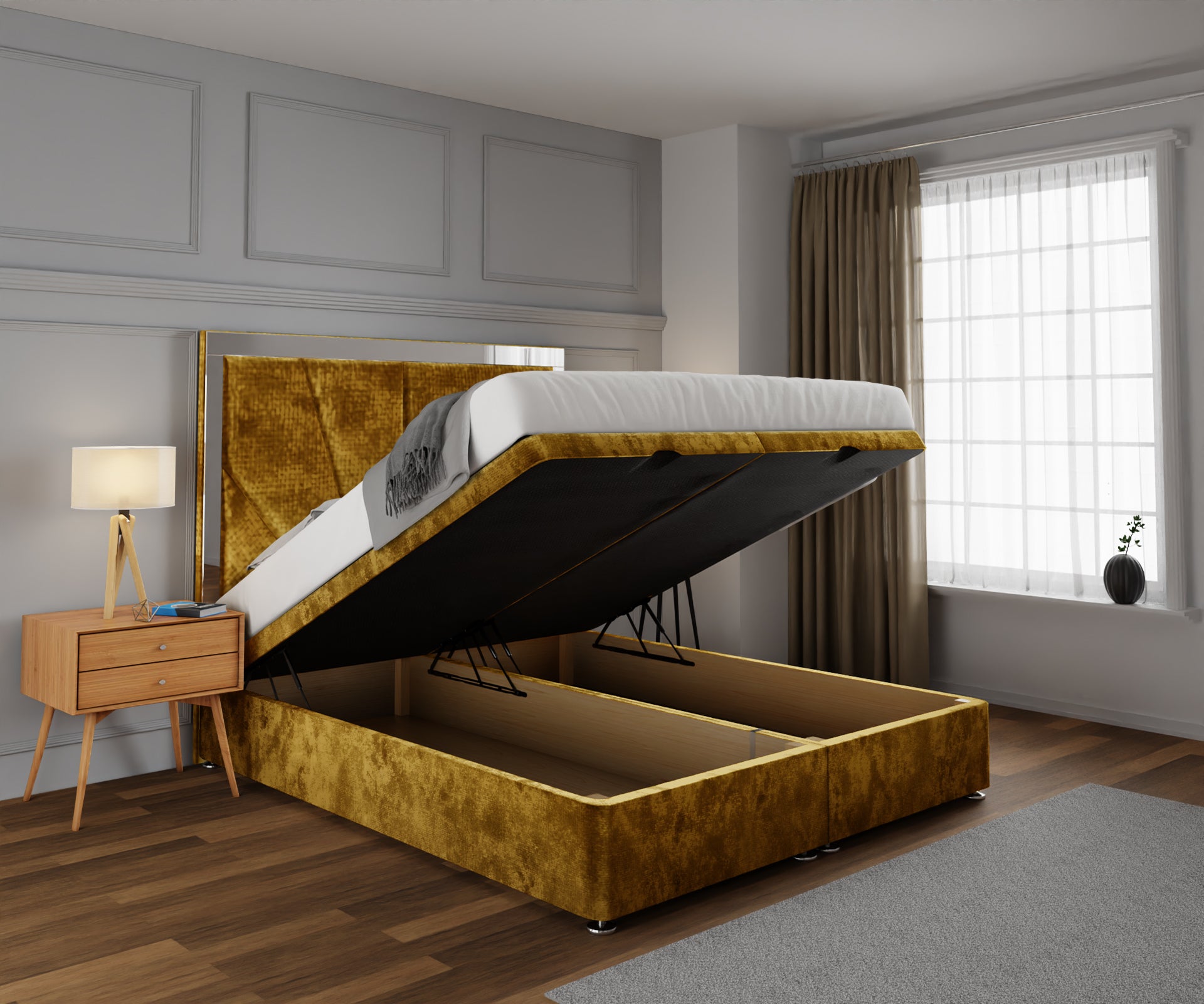 Chelsea Horizon Mirrored Ottoman Storage Divan Bed Set