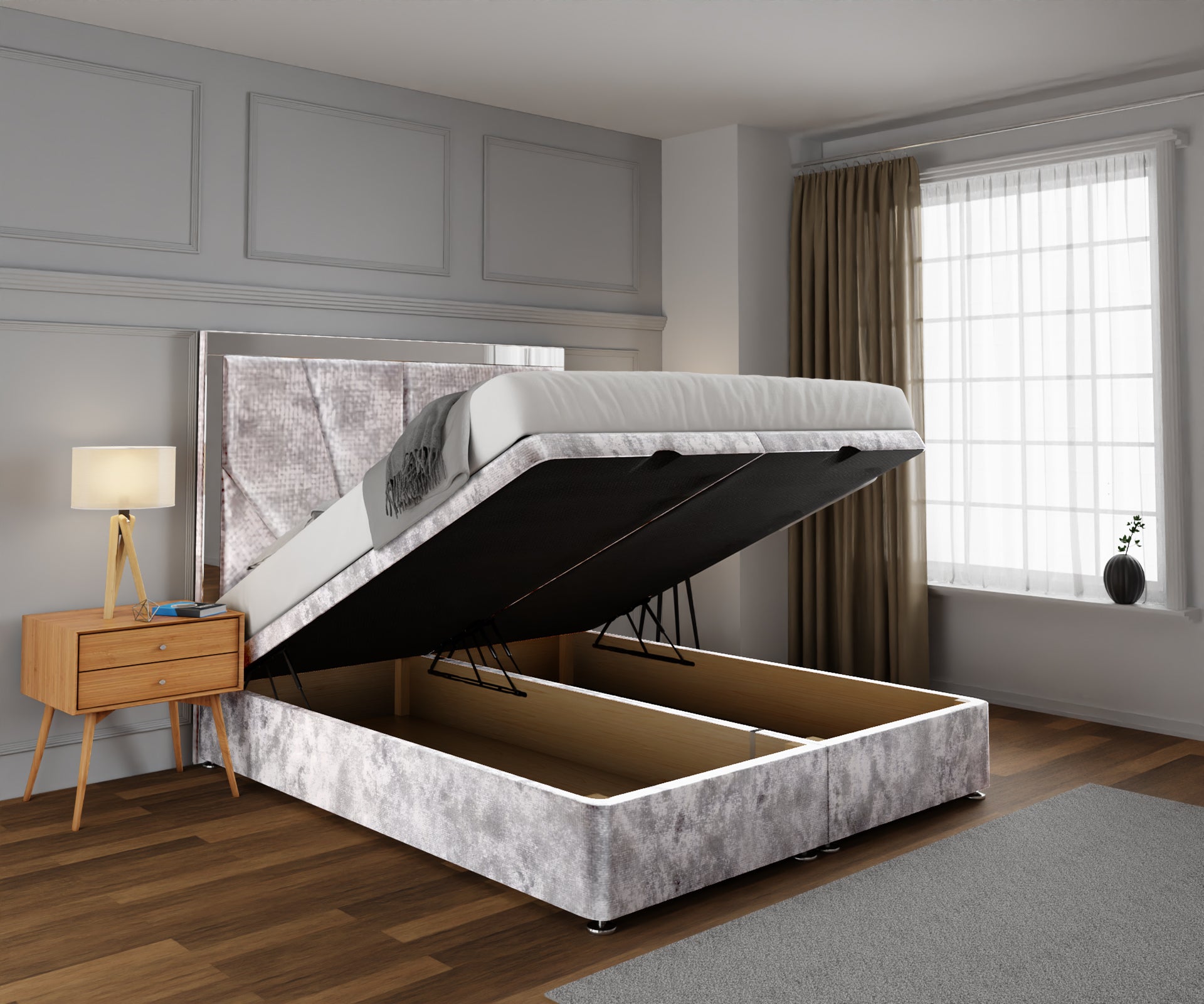 Chelsea Horizon Mirrored Ottoman Storage Divan Bed Set