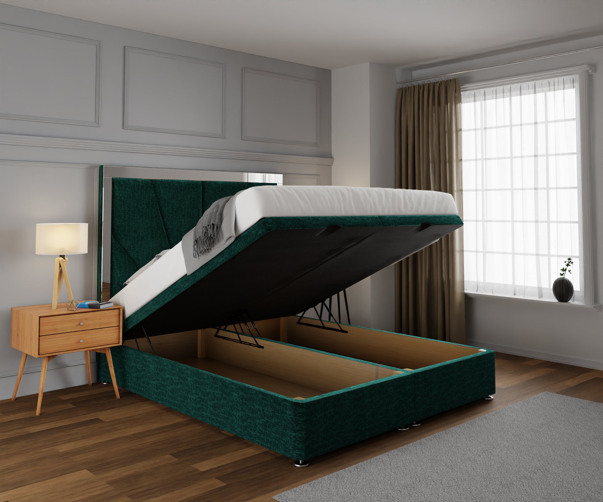 Chelsea Horizon Mirrored Ottoman Storage Divan Bed Set